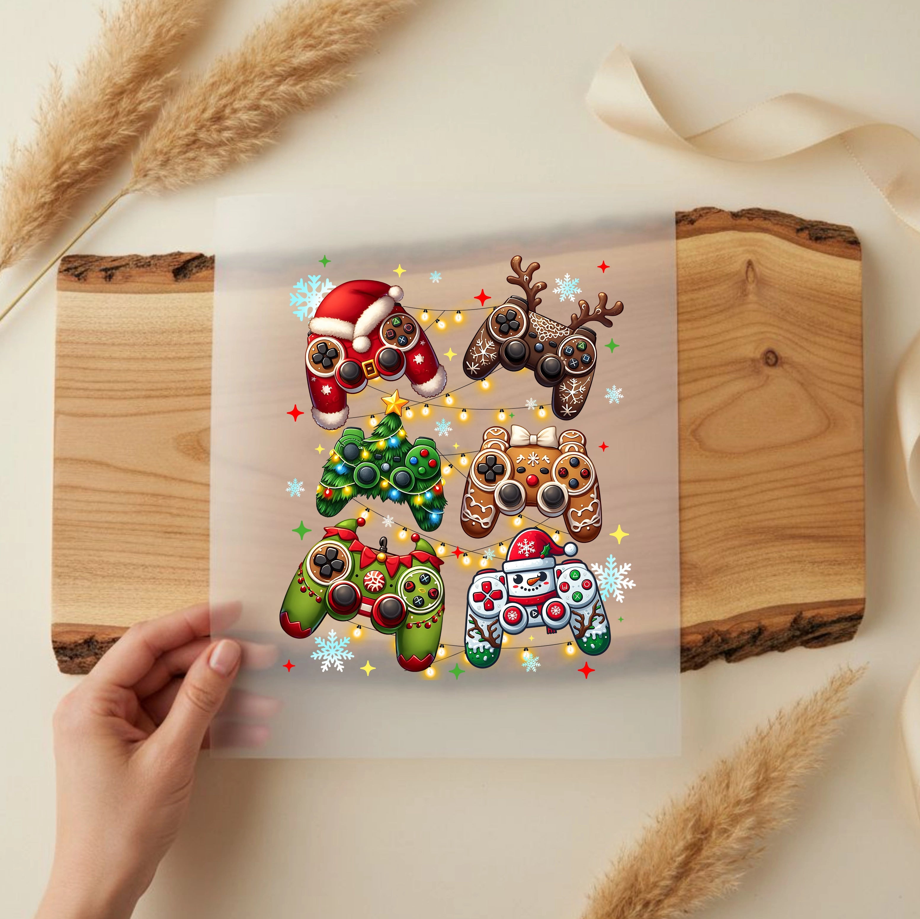 Bügelbild Weihnachts Gamer Controller Magie