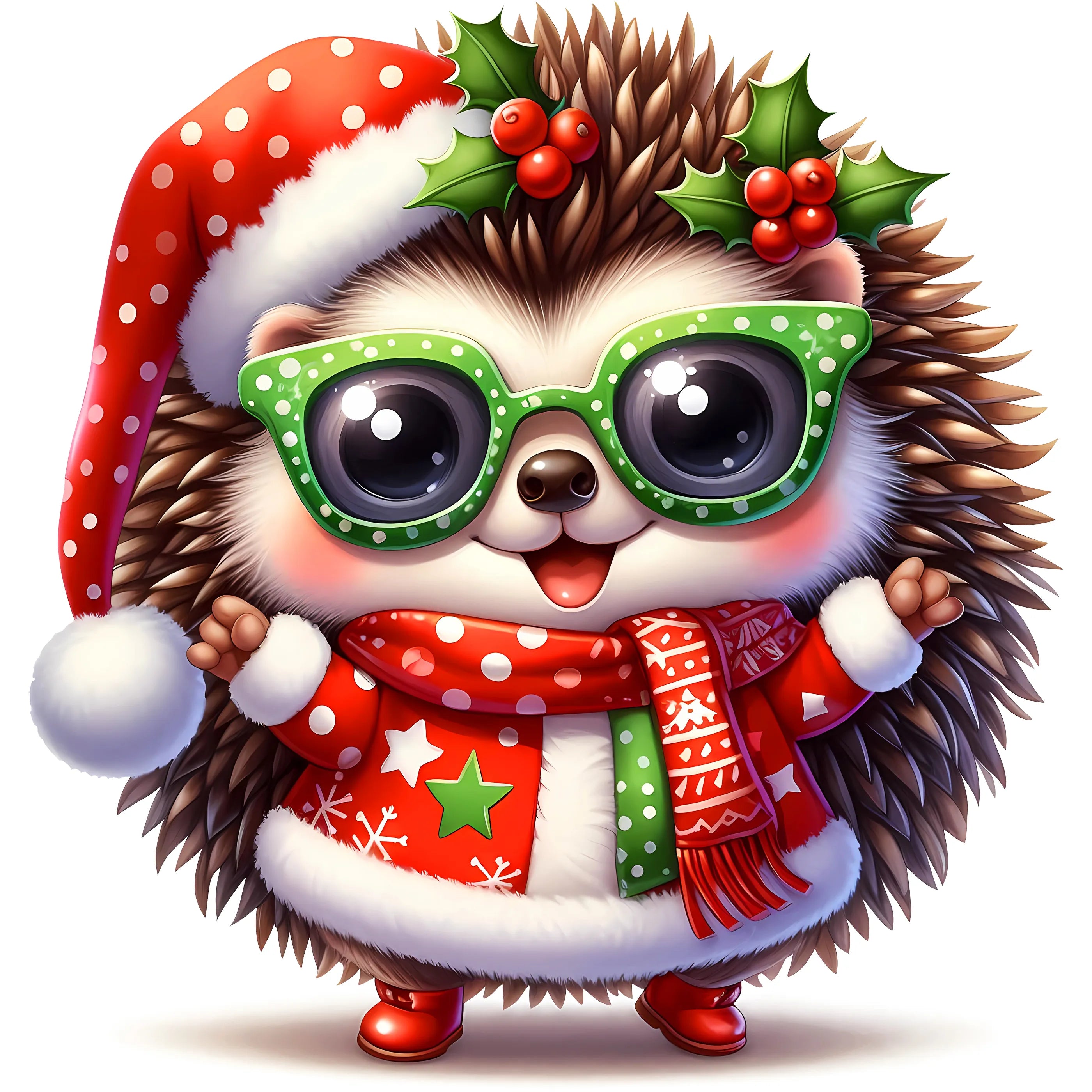 Bügelbild Weihnachtsigel Funky