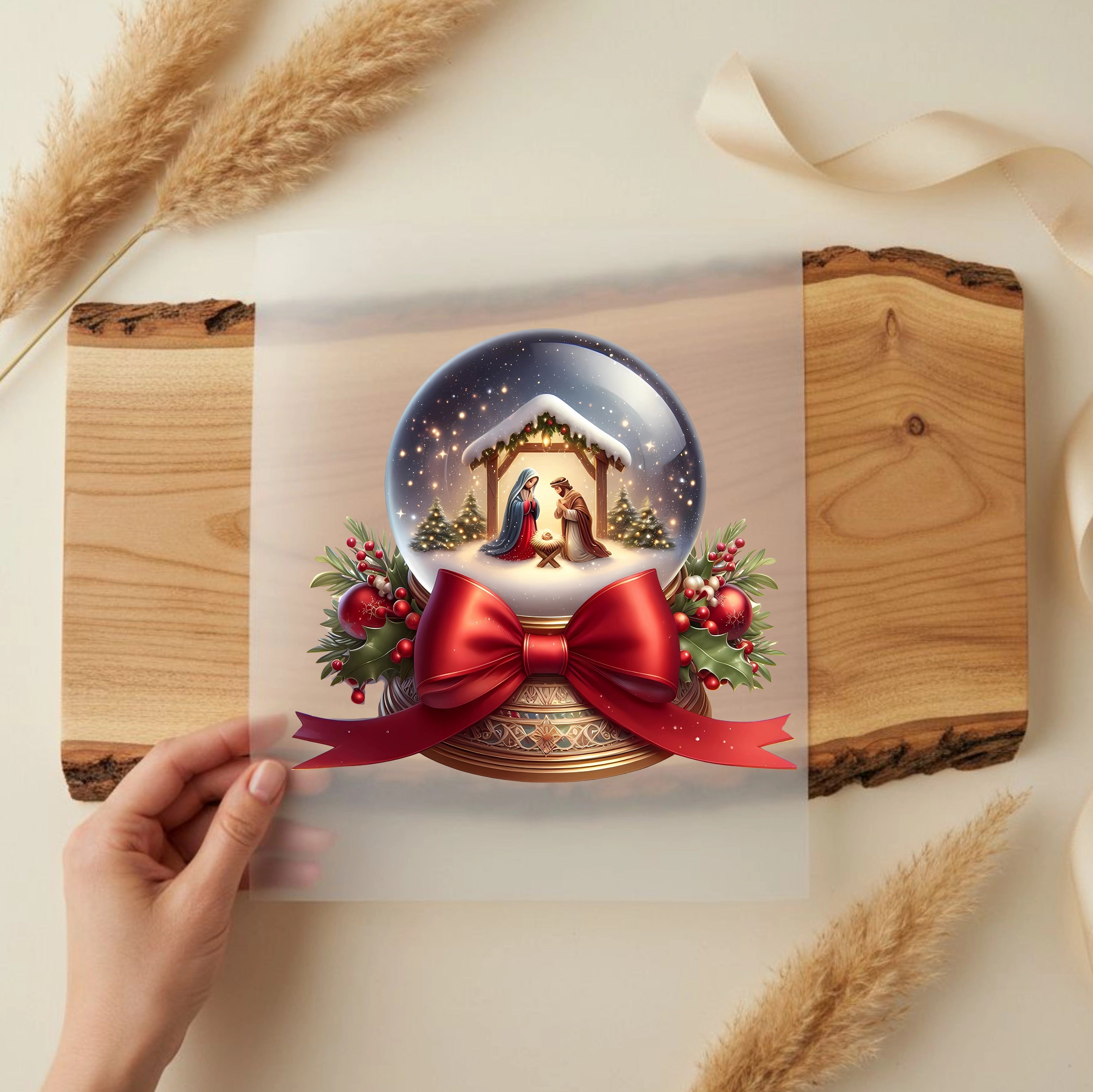 Bügelbild Weihnachtskugel Heilige Nacht