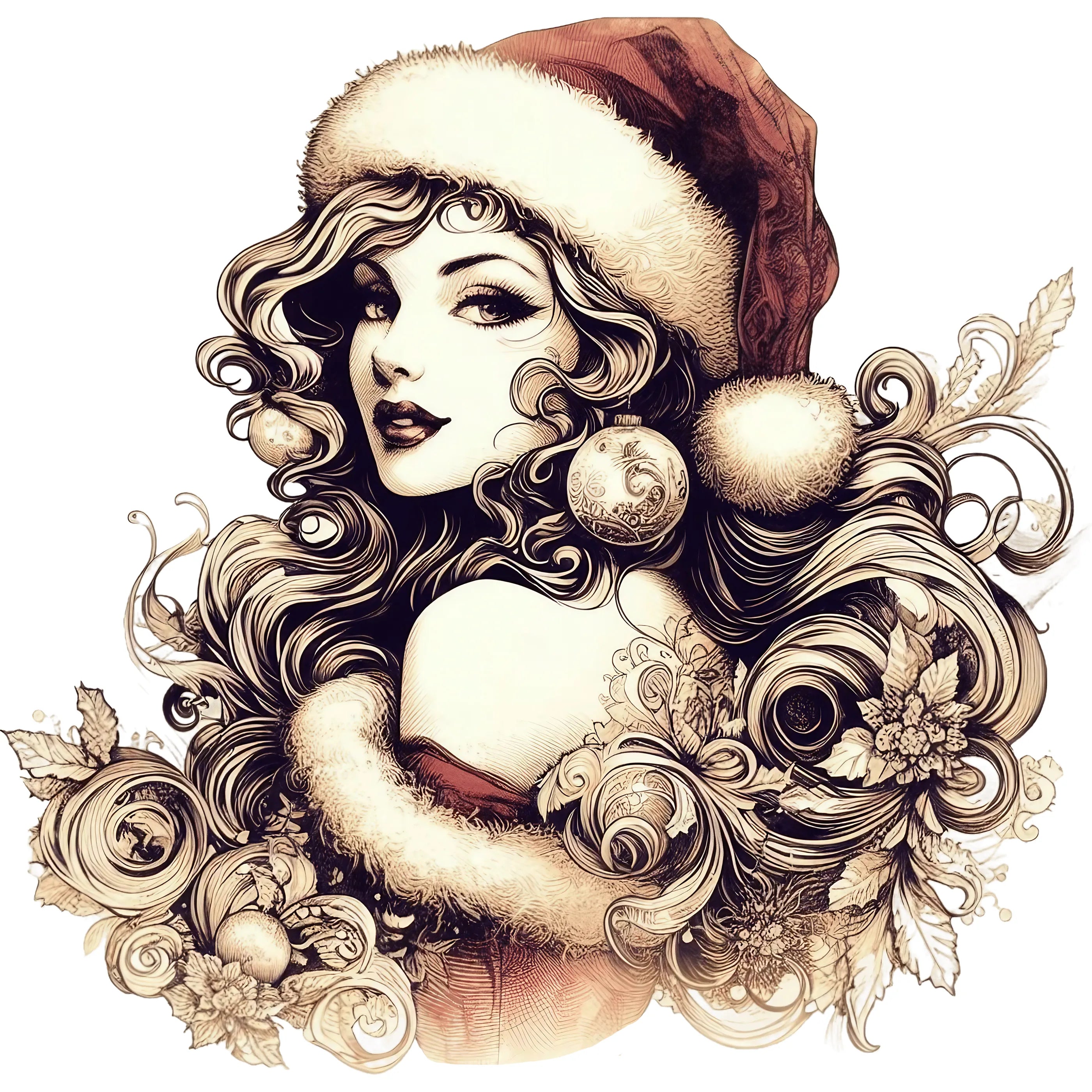 Bügelbild Weihnachtslady Glanzzeit