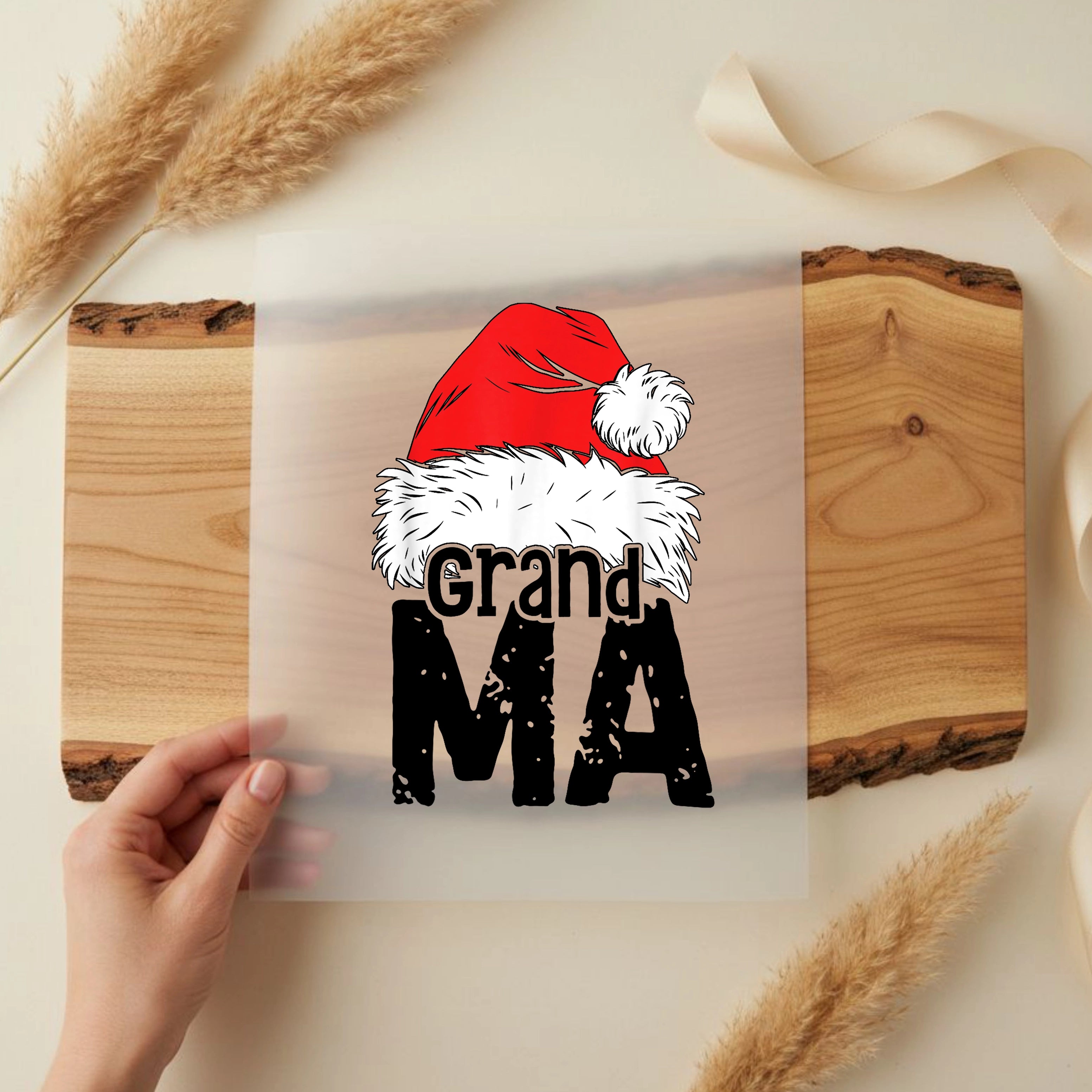 Bügelbild Weihnachtsmütze Familie Grandma