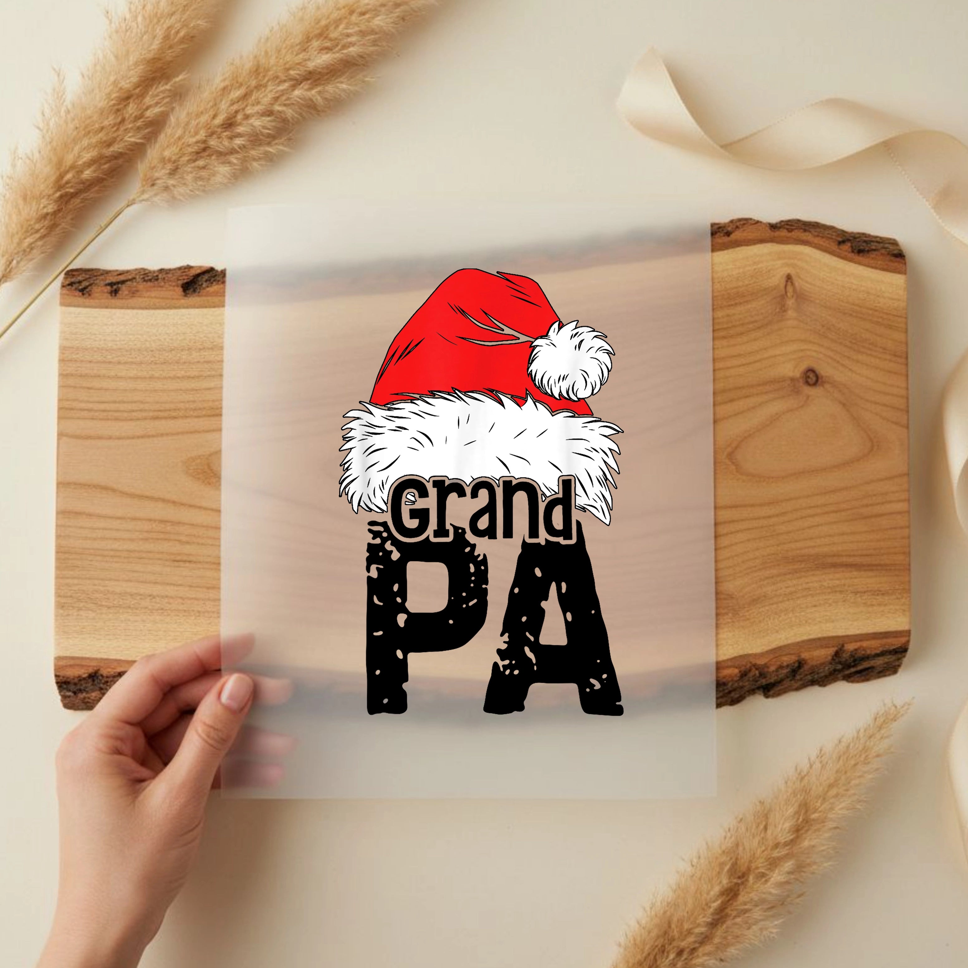 Bügelbild Weihnachtsmütze Familie Grandpa