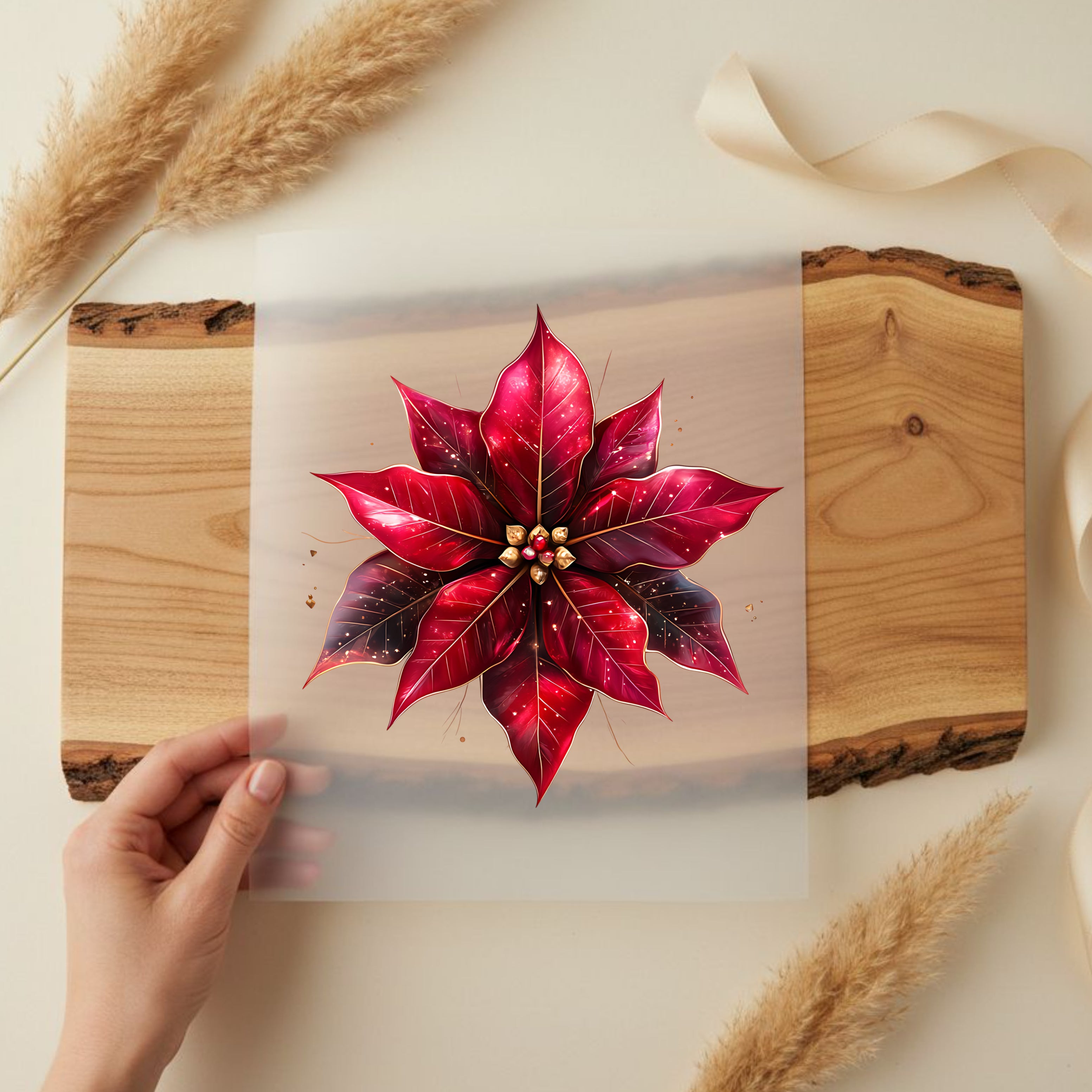 Bügelbild Weihnachtsstern Rotfunkel