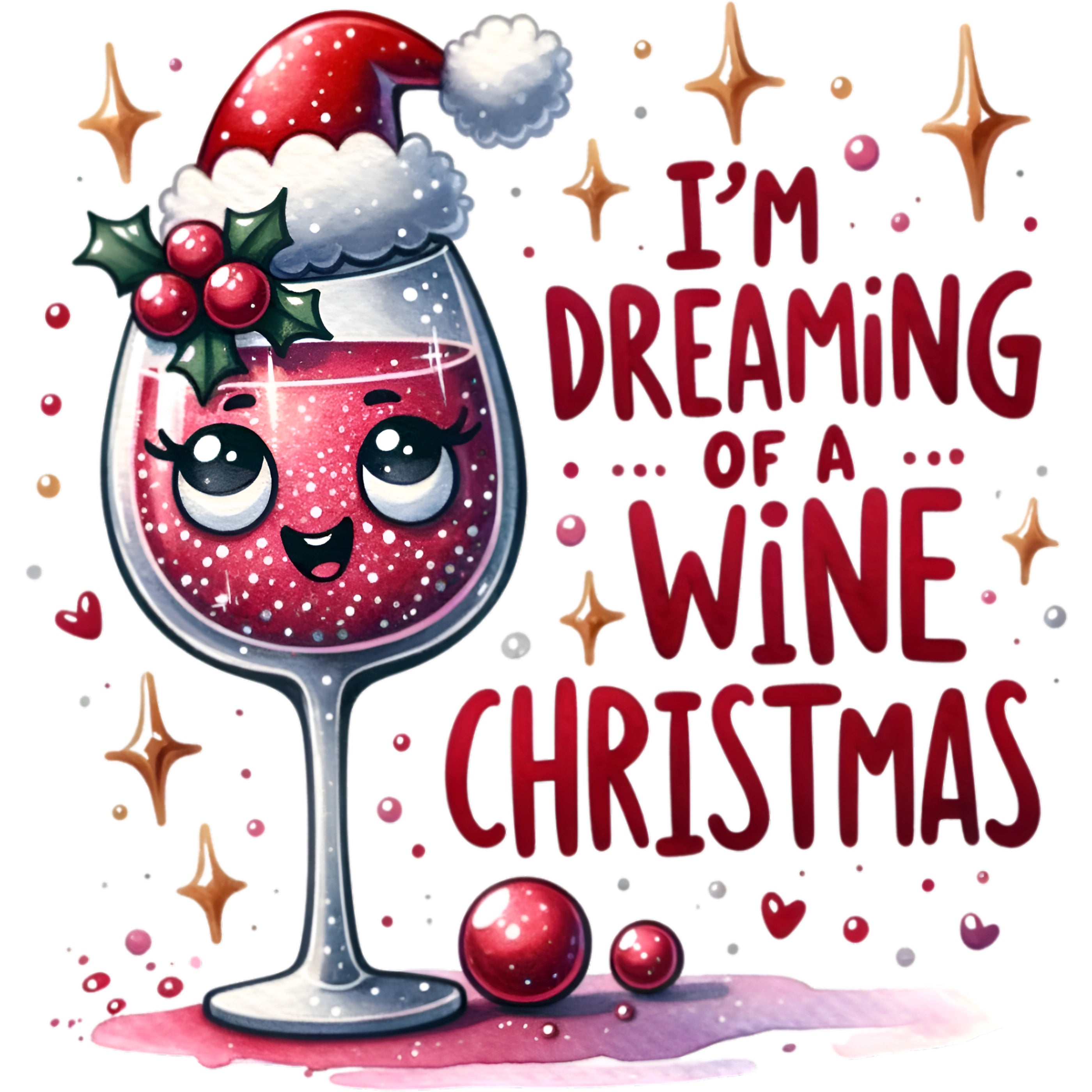 Bügelbild Weihnachts Weinglas Cutie