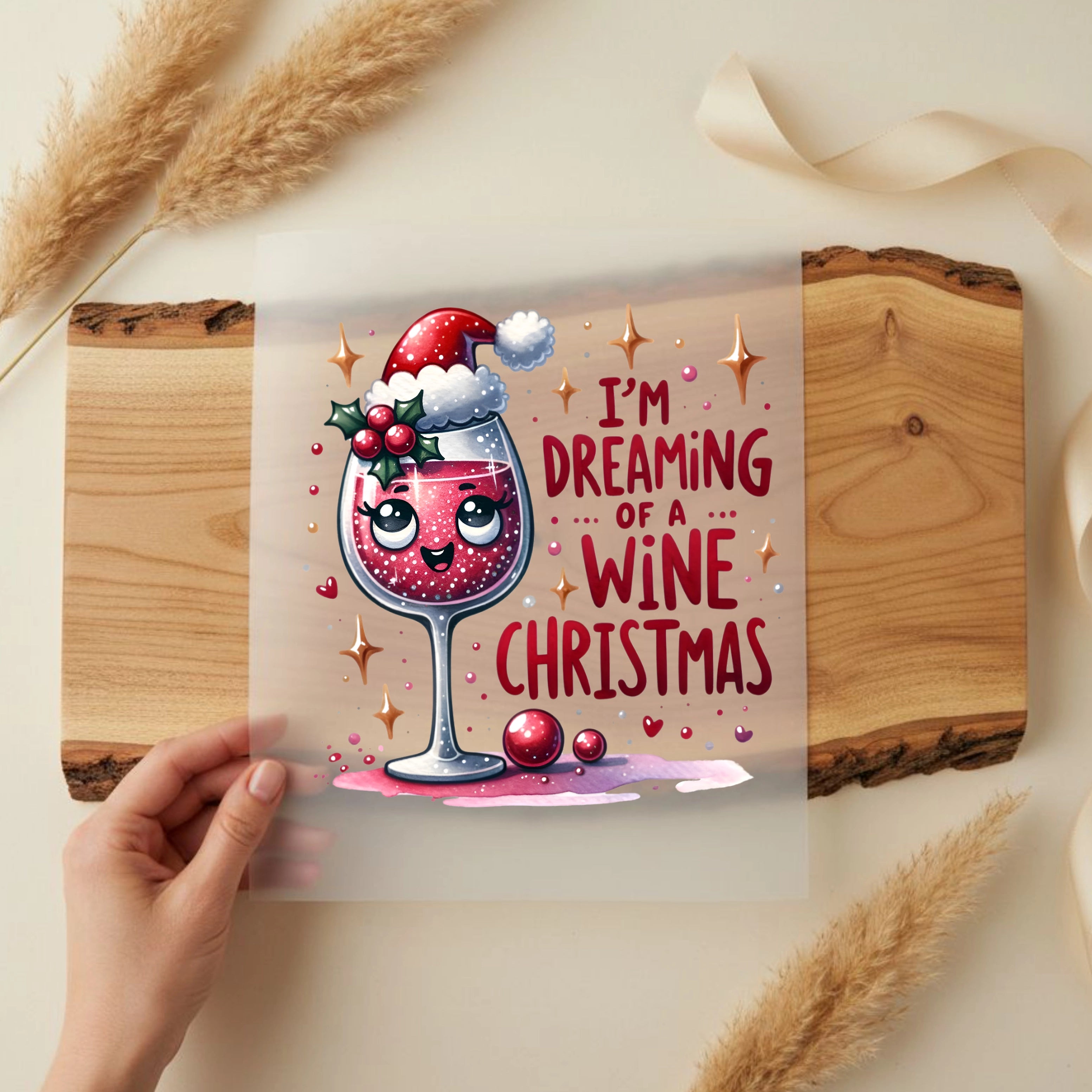 Bügelbild Weihnachts Weinglas Cutie