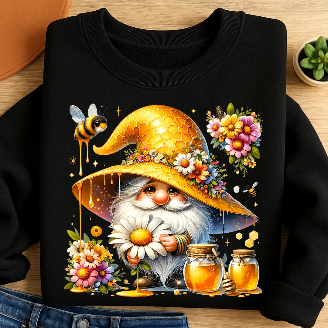 Bügelbild Wichtel Benni Honigglück