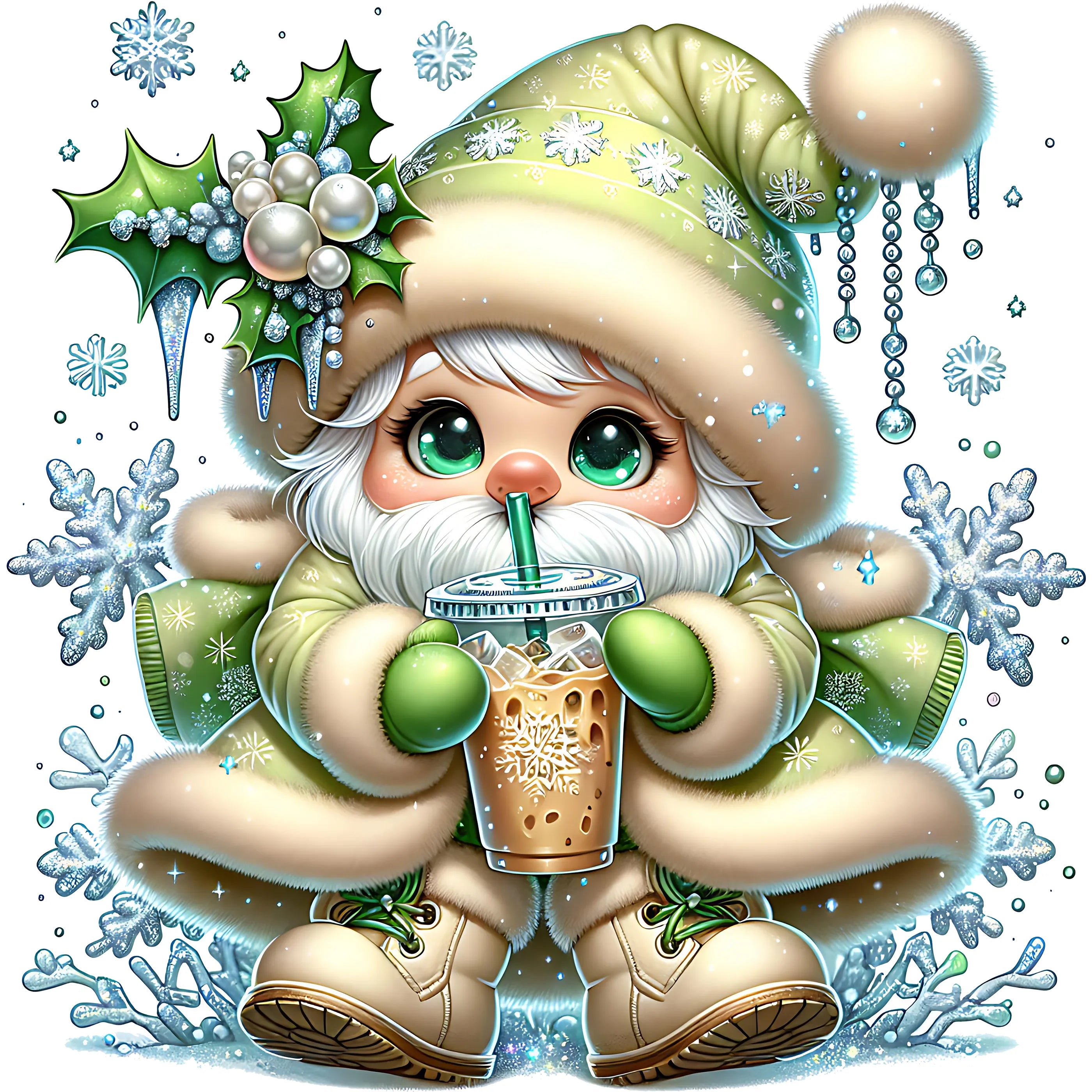 Bügelbild Wichtel Iced Christmas