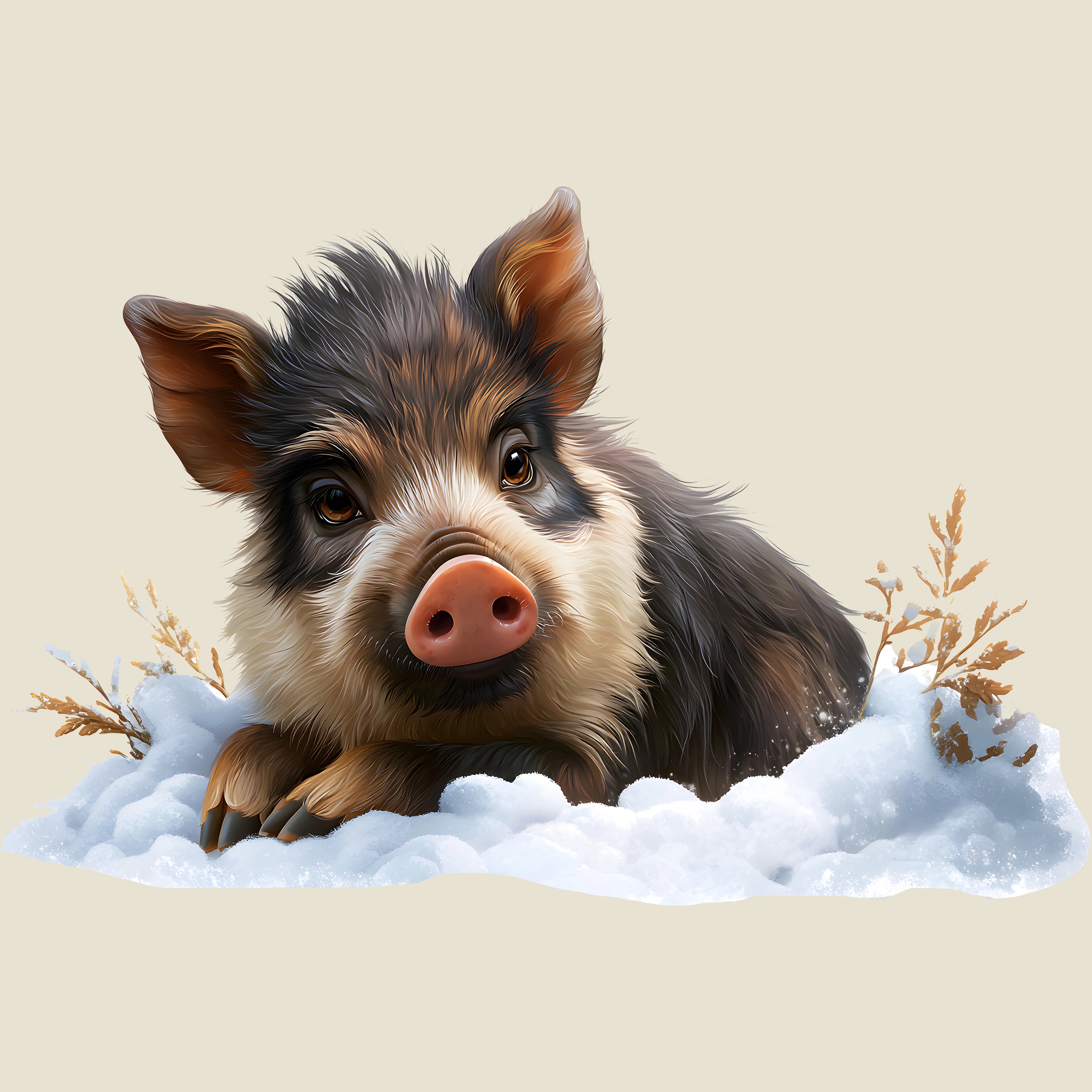 Bügelbild Wildschwein Schneeschnute