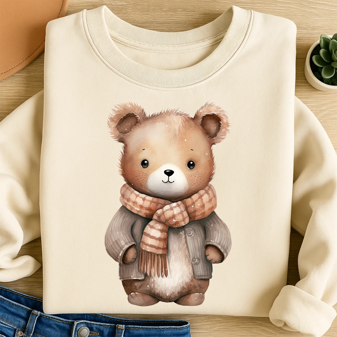 Bügelbild Winter Bär Bruno Beige