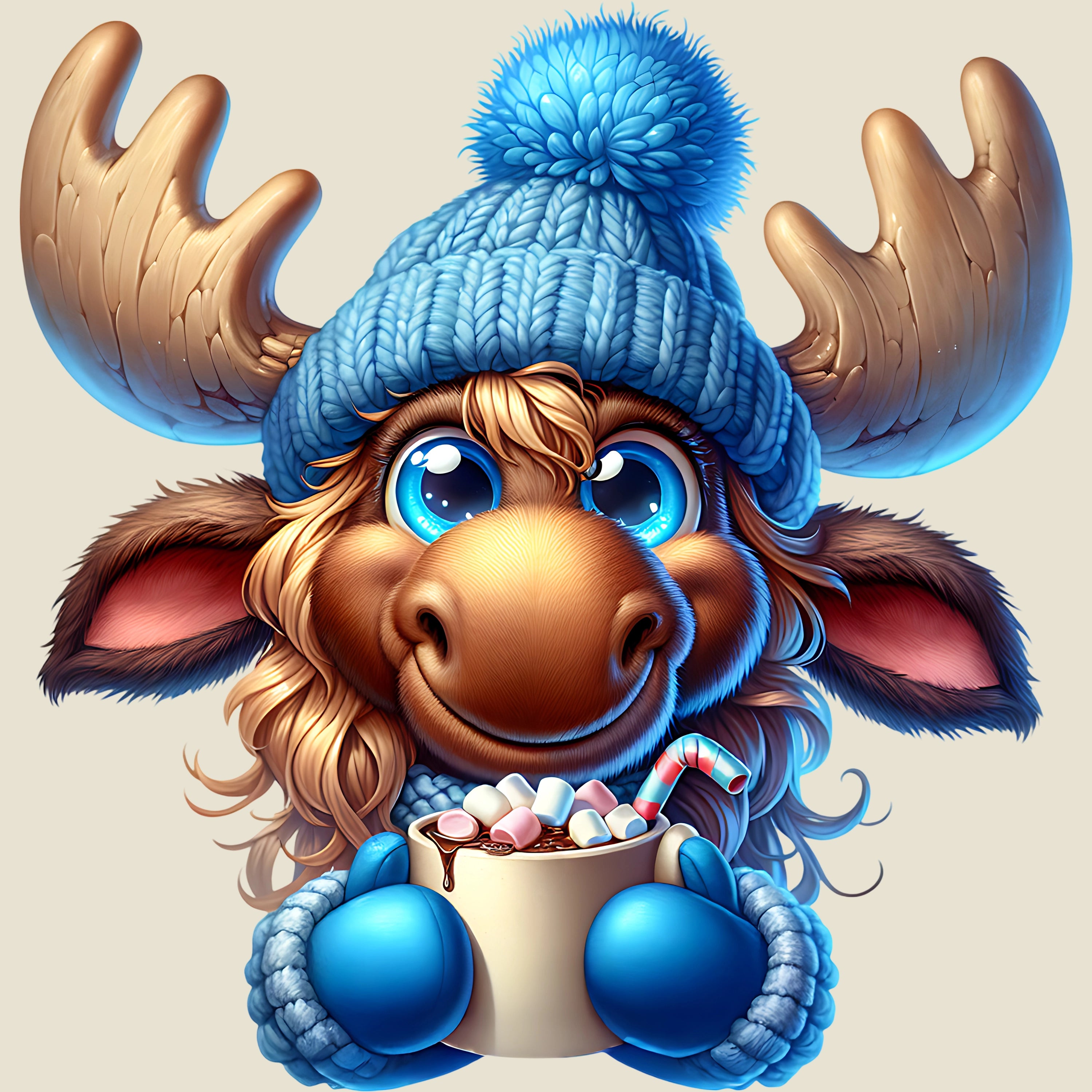 Bügelbild Winter Elch Kakaozeit