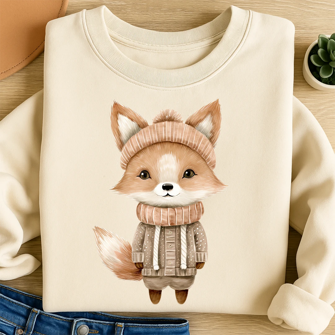 Bügelbild Winter Fuchs Milo Beige