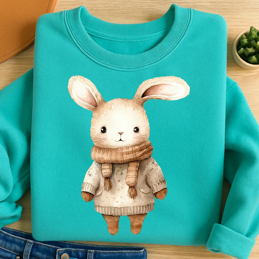 Bügelbild Winter Hase Beige