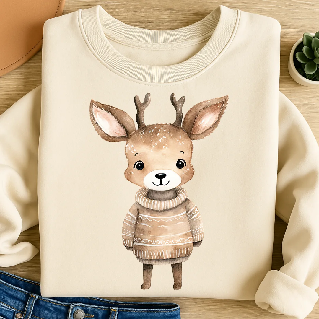 Bügelbild Winter Hirsch Sam Beige
