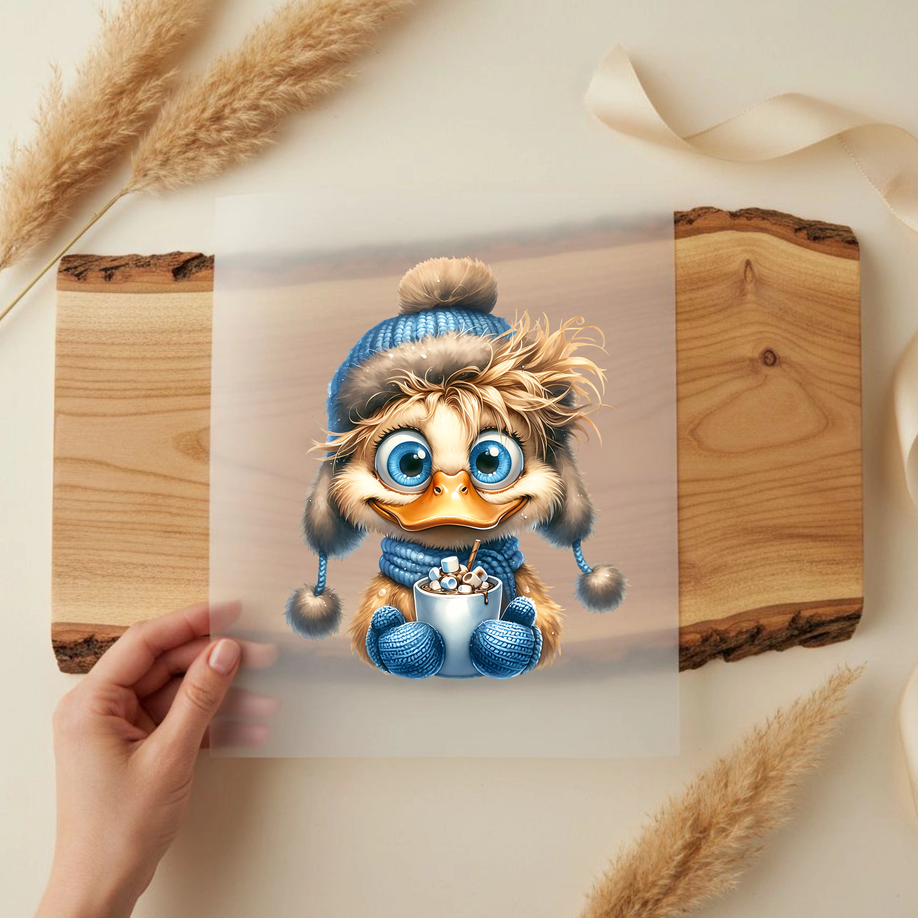 Bügelbild Winter Küken Lene