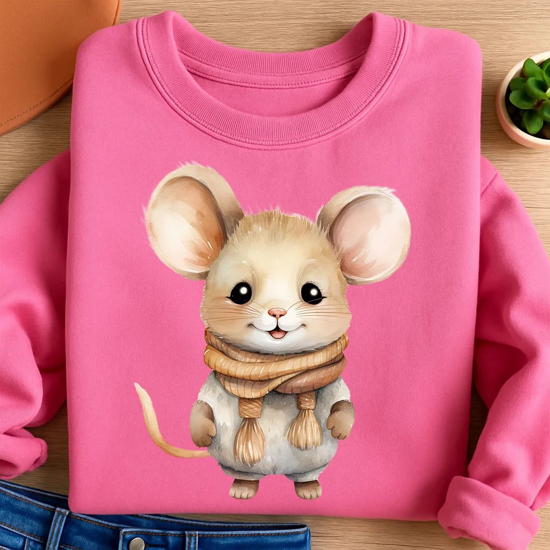 Bügelbild Winter Maus Timo Beige
