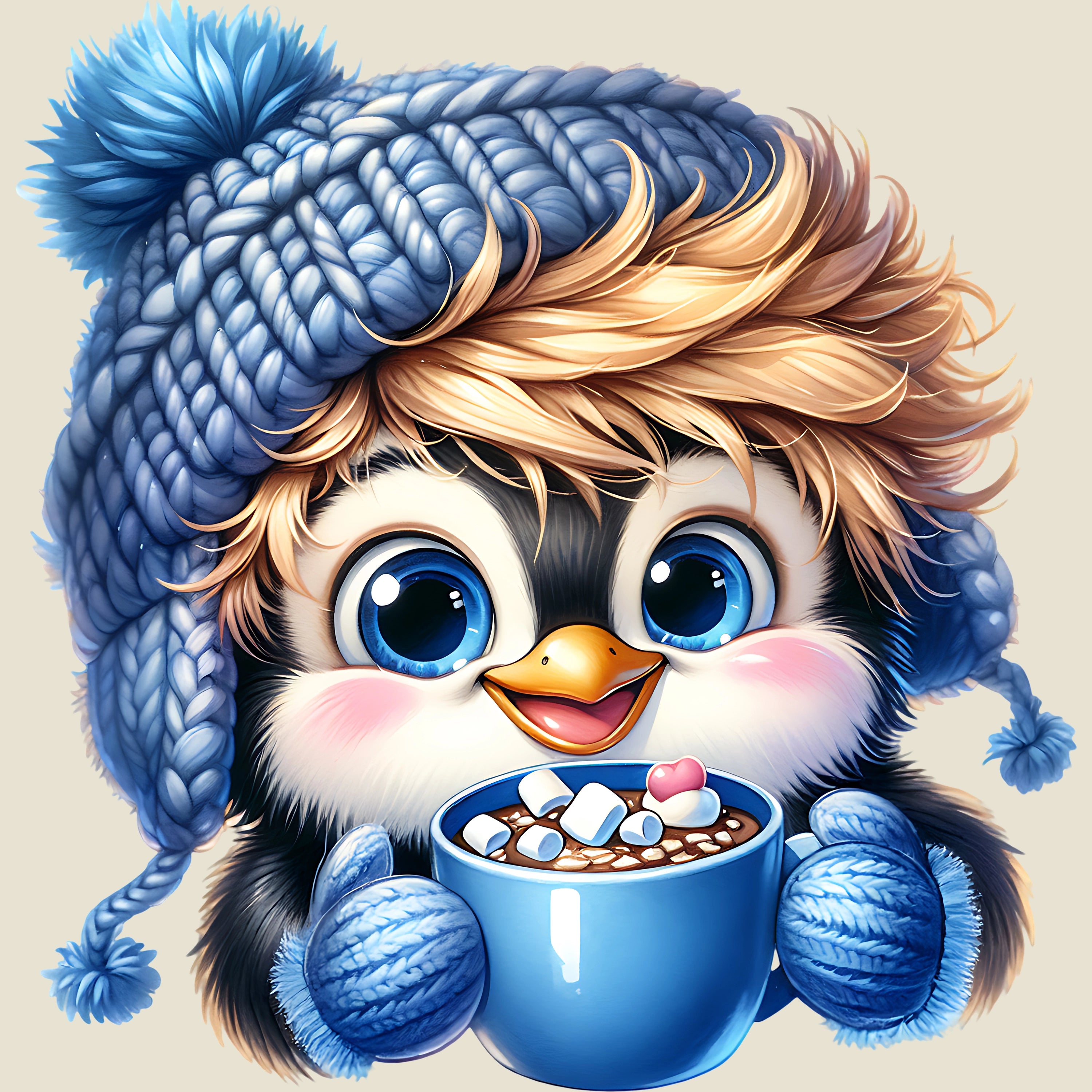 Bügelbild Winter Pinguin Kakaozauber