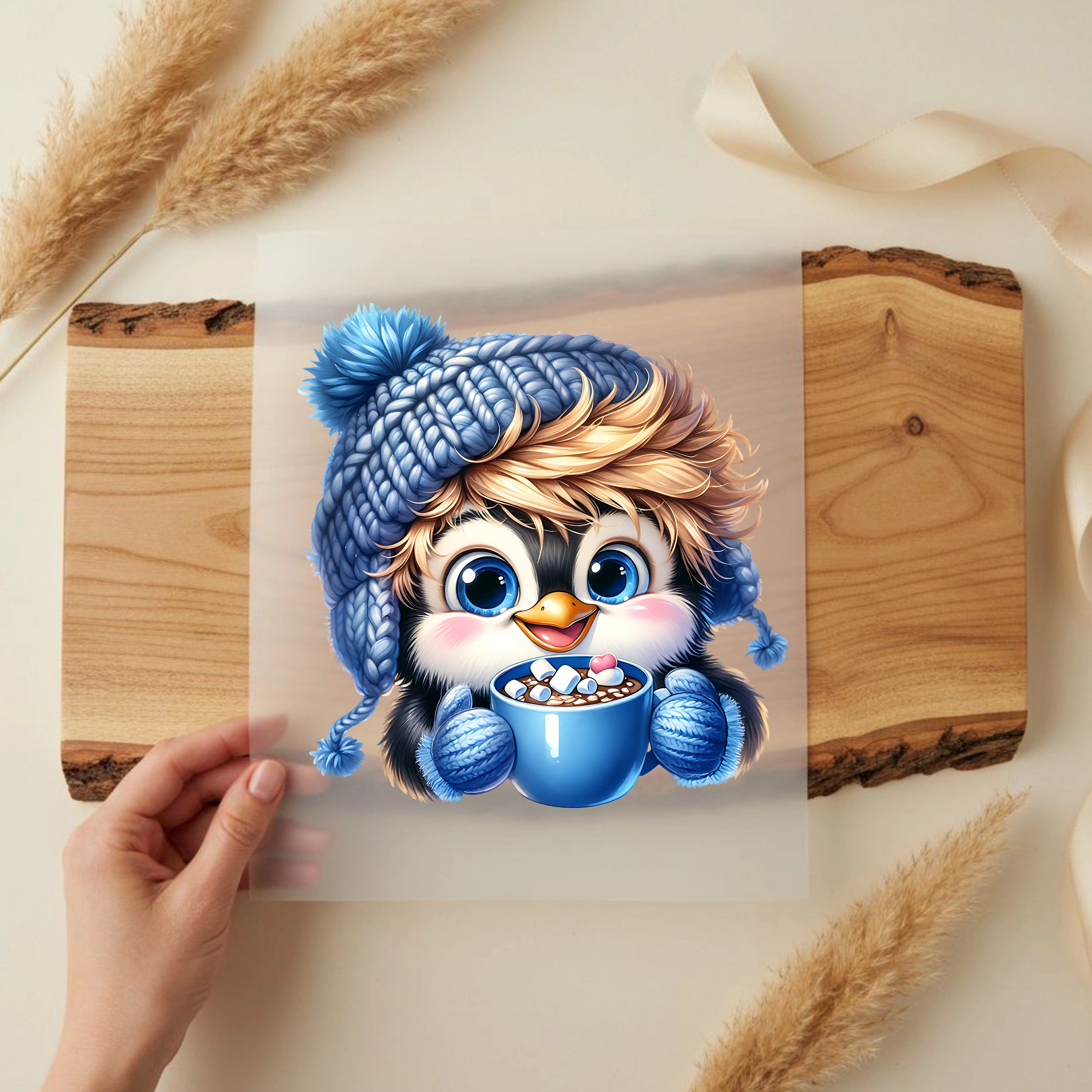 Bügelbild Winter Pinguin Kakaozauber