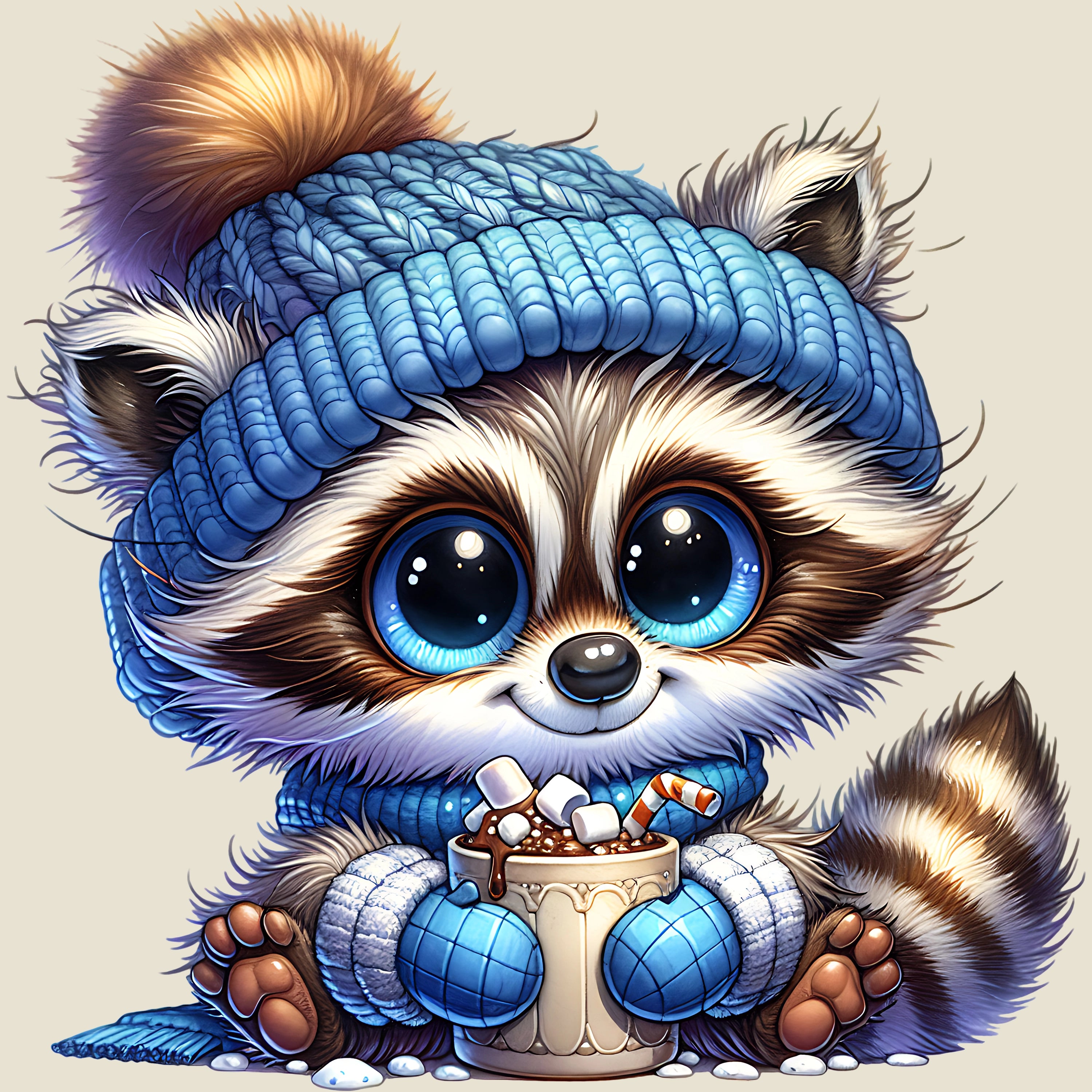 Bügelbild Winter Waschbär Theo