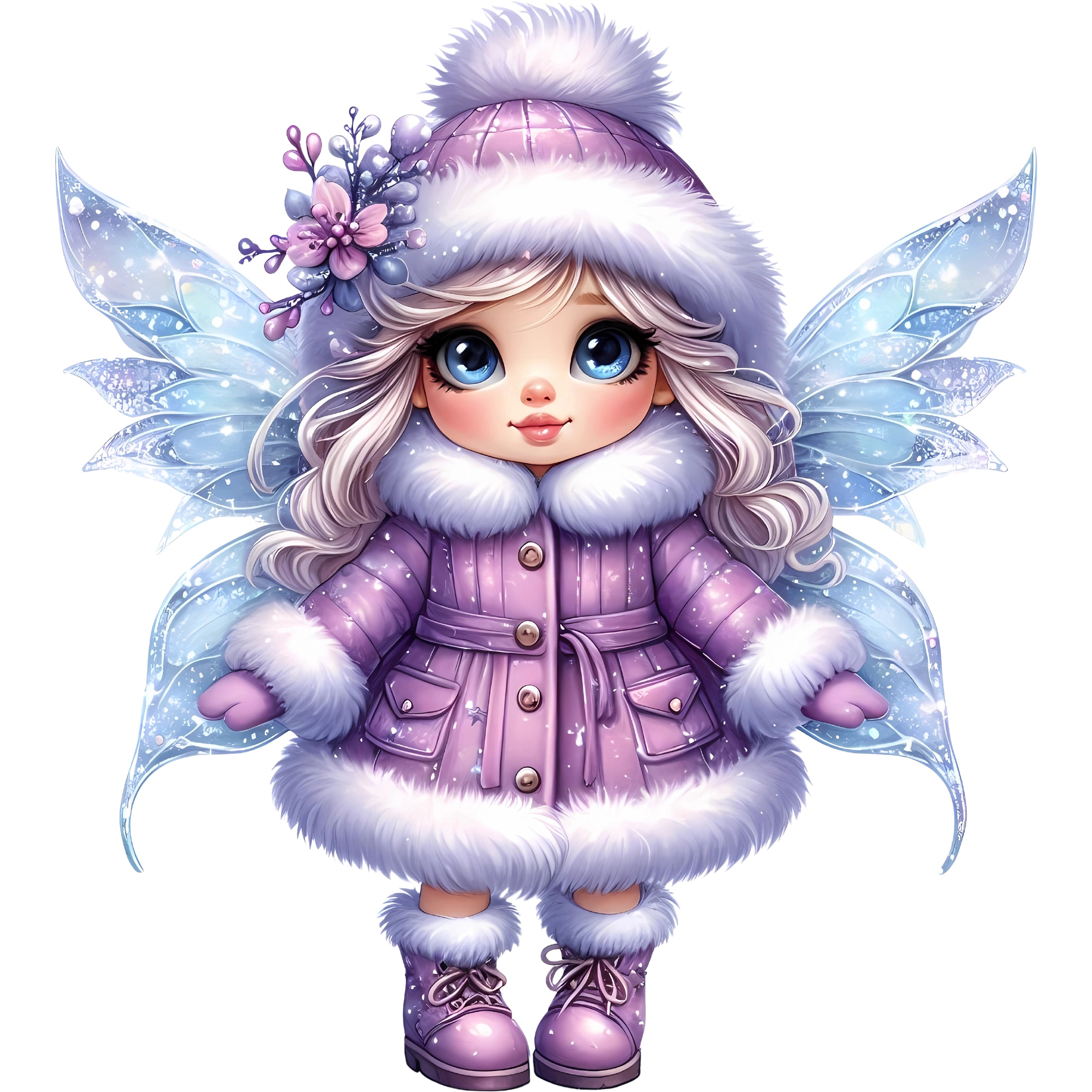 Bügelbild Winterfee Eiszauber Lila