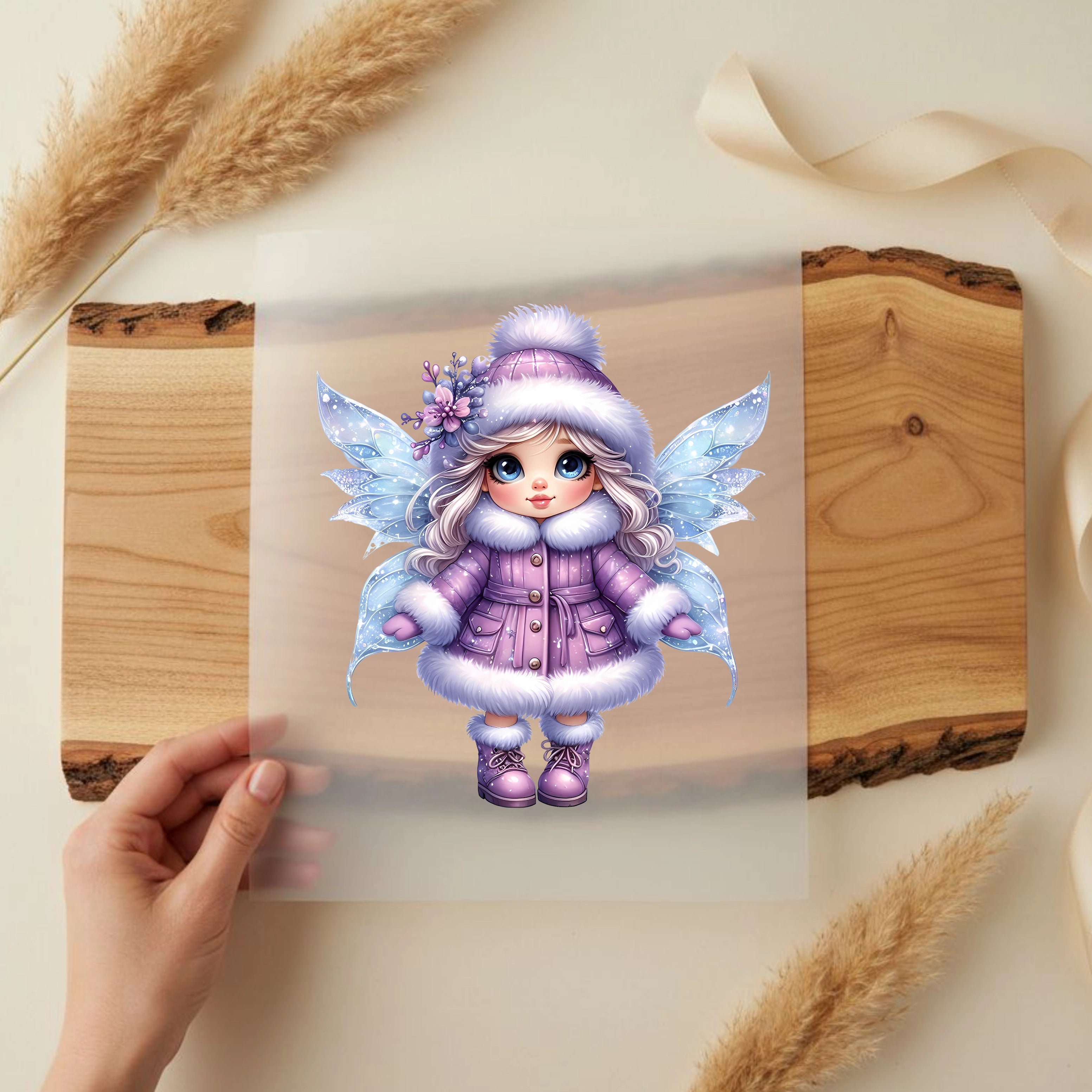 Bügelbild Winterfee Eiszauber Lila