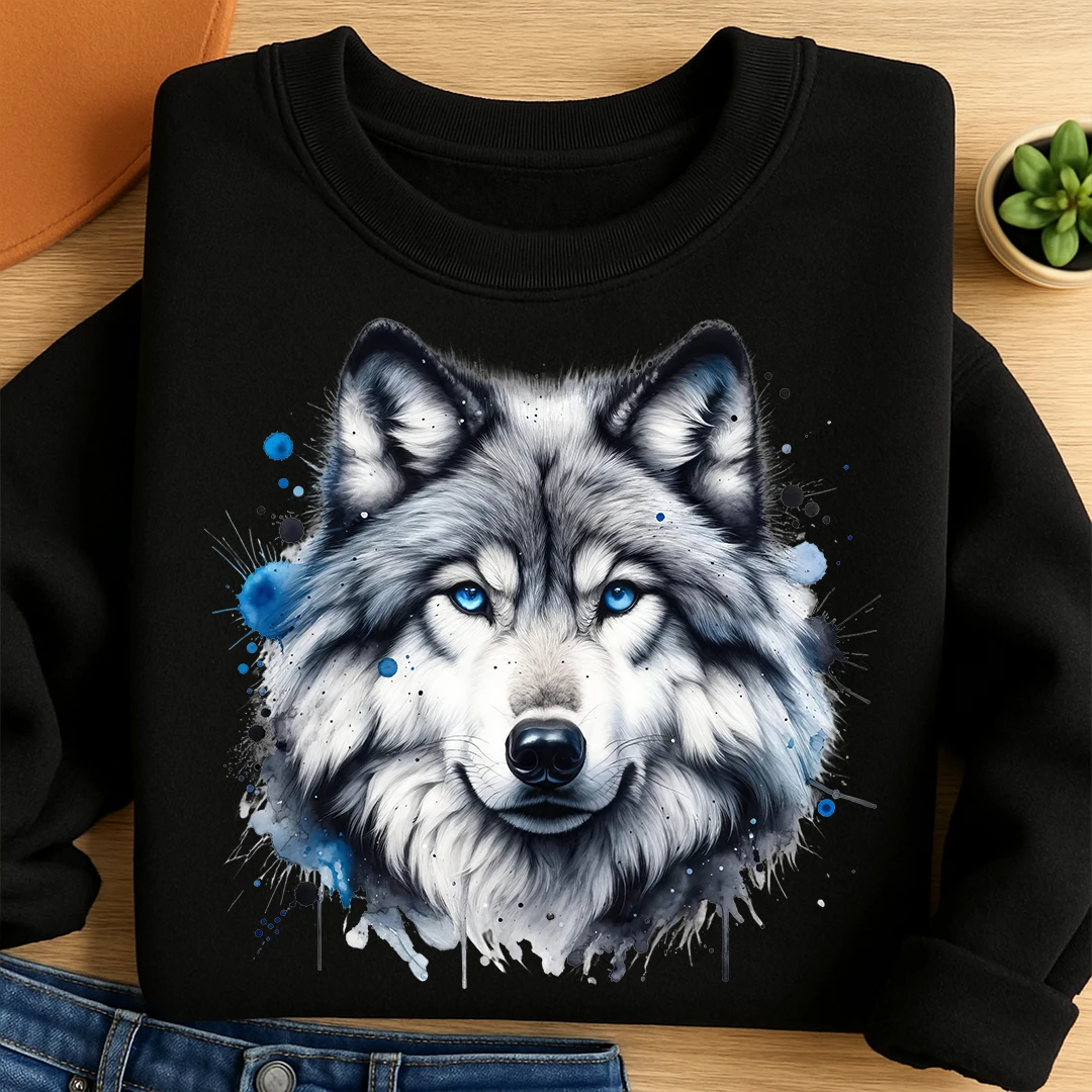 Bügelbild Wolf Blauäugiger Jäger