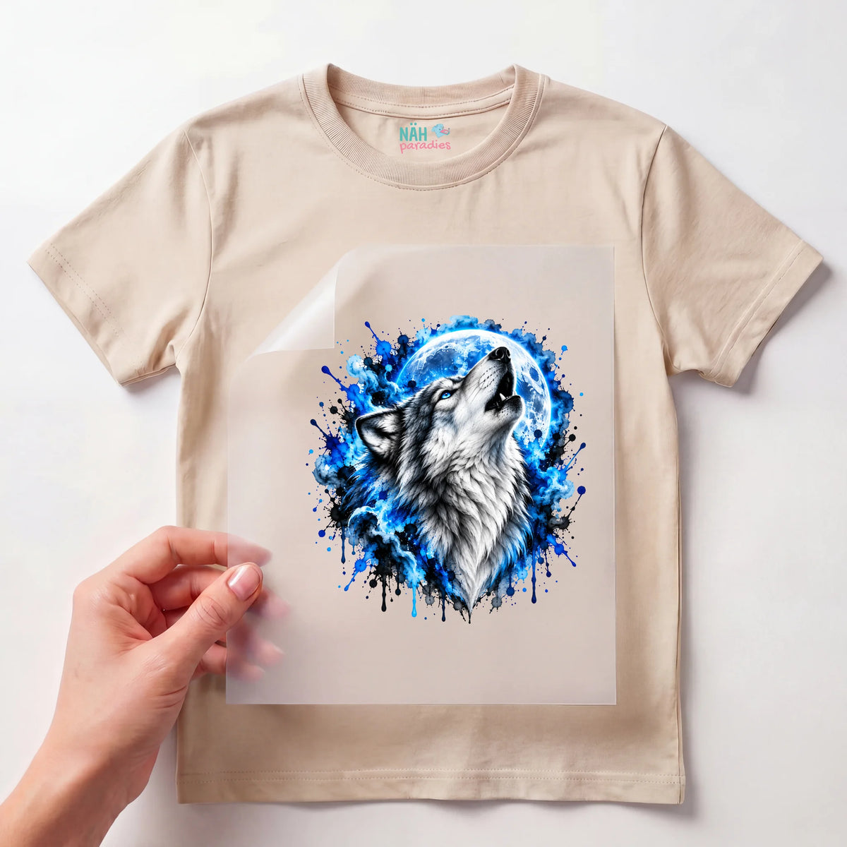 Bügelbild Wolf Heulend Blauer Mond