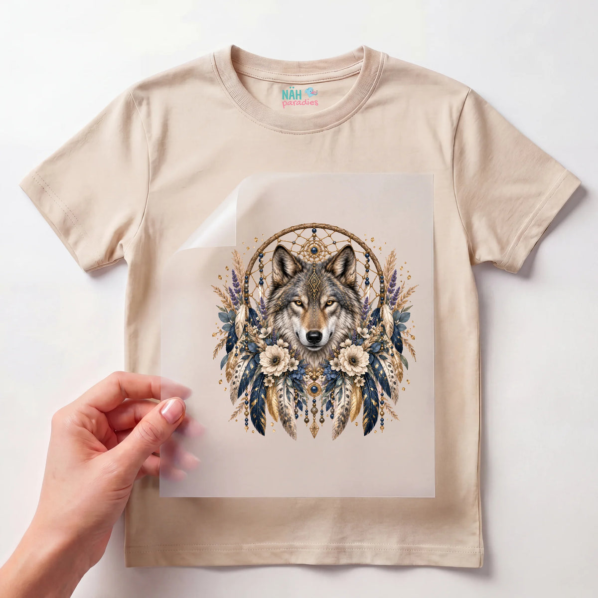 Bügelbild Wolf Traumfänger Boho