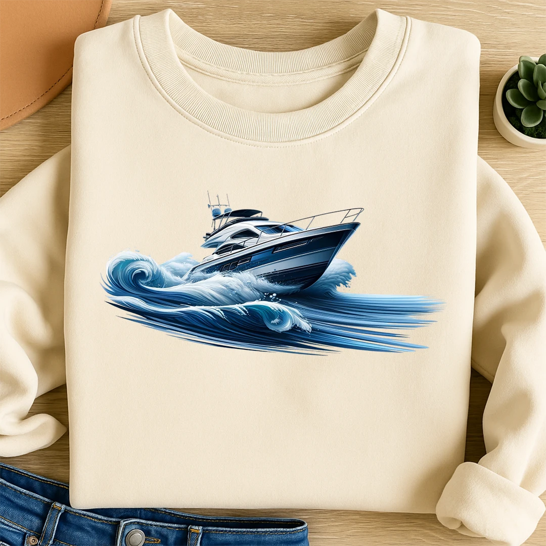 Bügelbild Yacht Wasserrakete