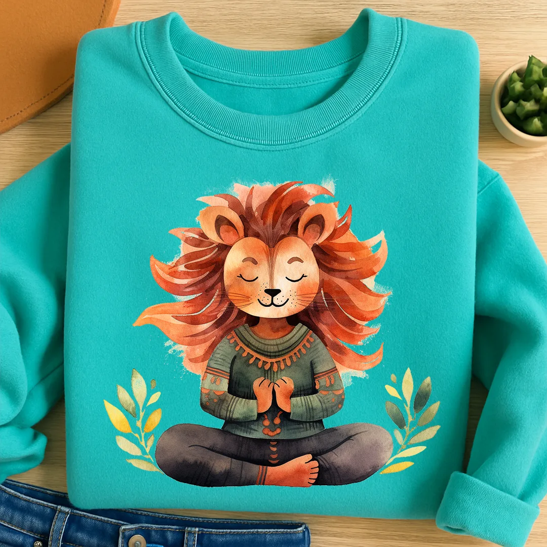 Bügelbild Yoga Löwe Zena