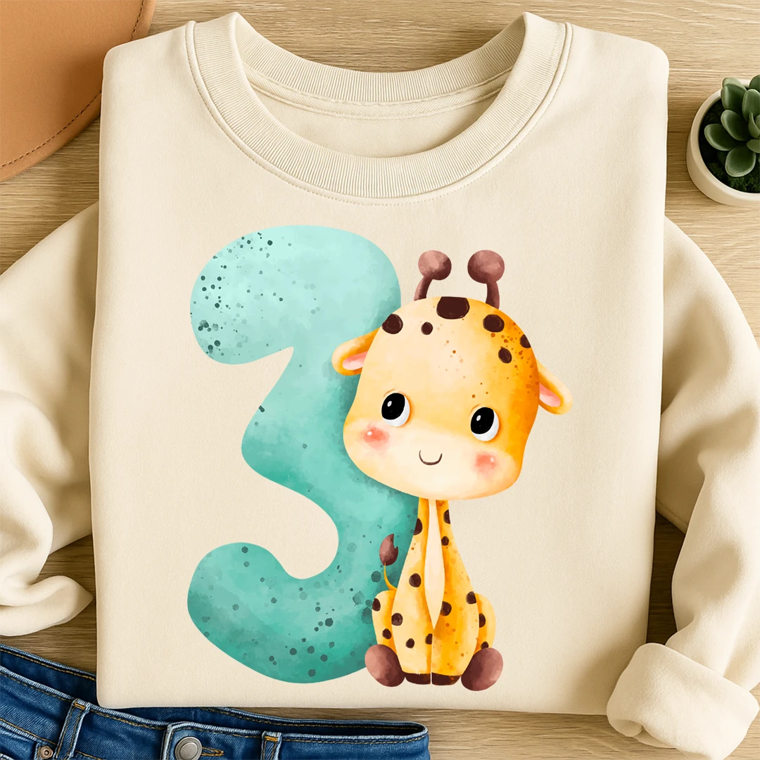 Bügelbild Zahl 3 Giraffe