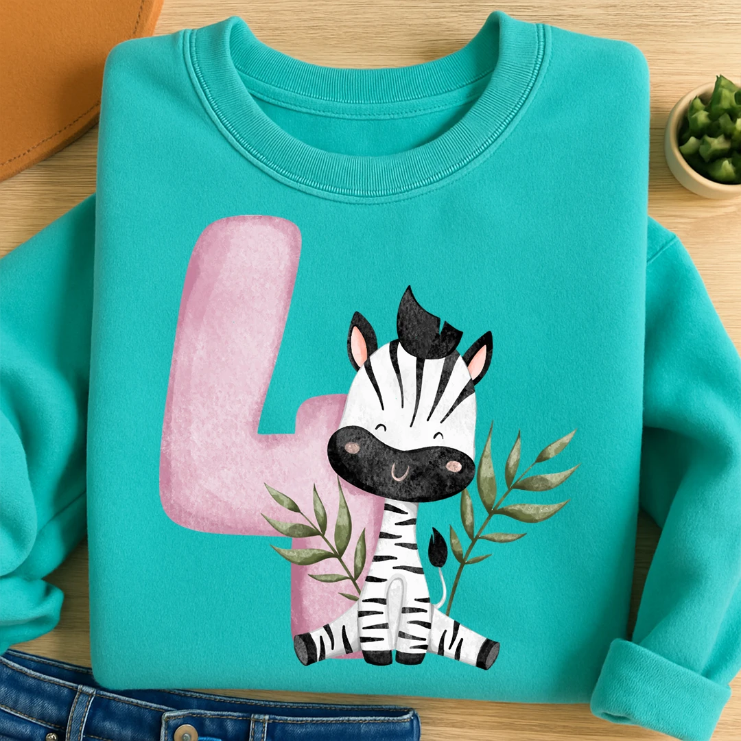 Bügelbild Zahl 4 Zebra