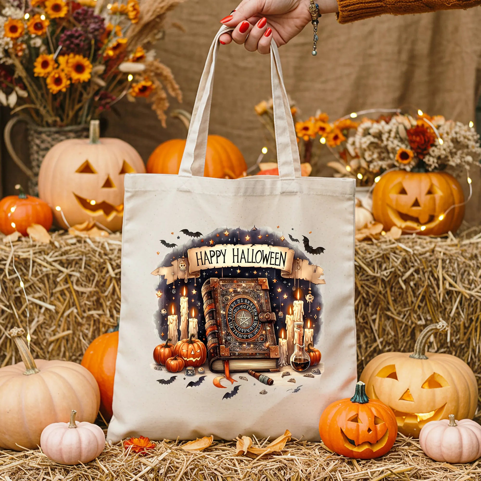 Bügelbild Zauberbuch Halloween Glanz