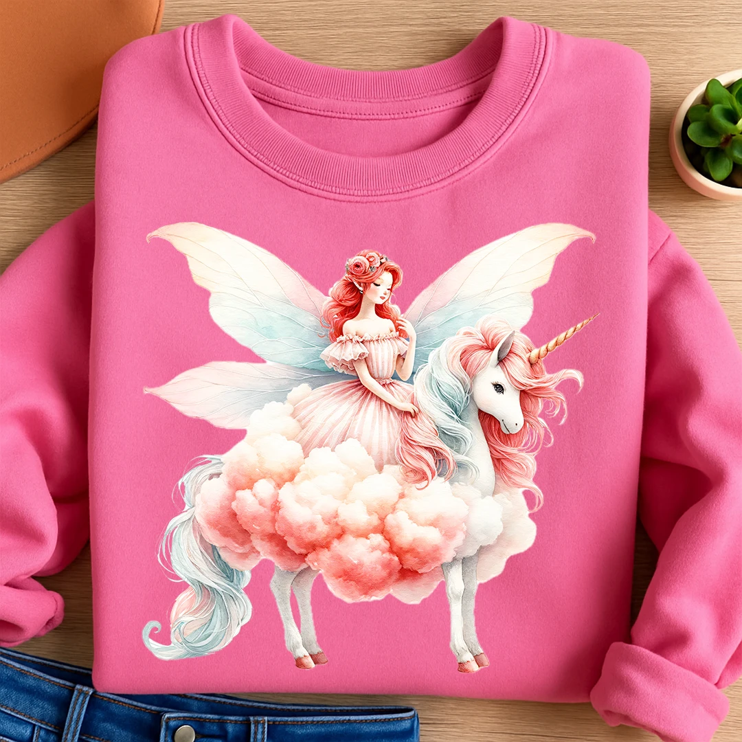 Bügelbild Zuckerwatten Fee Einhornritt