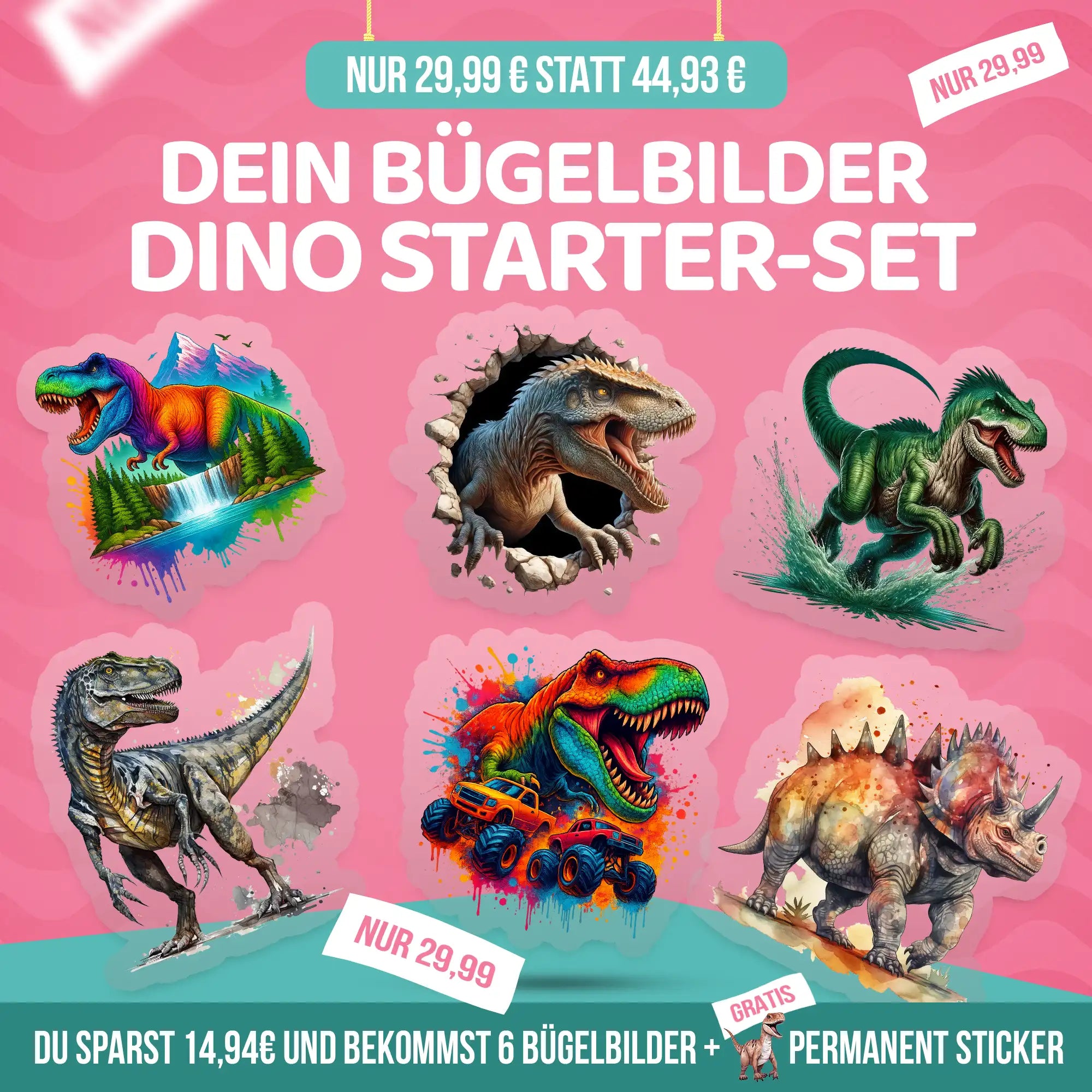 Bügelbilder Dino Starter-Set