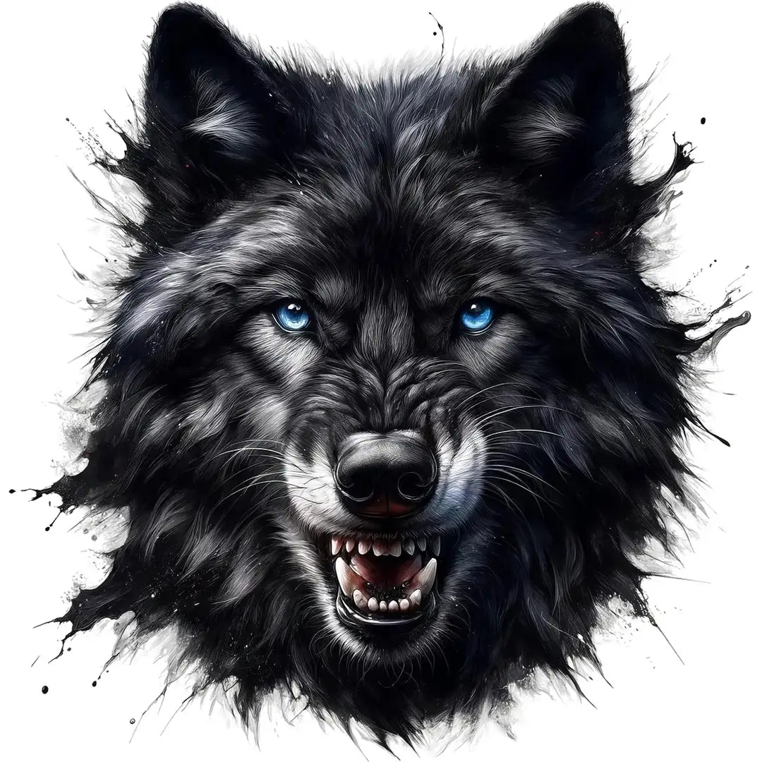 Bügelbilder Wolf schwarzer Waldwächter - S
