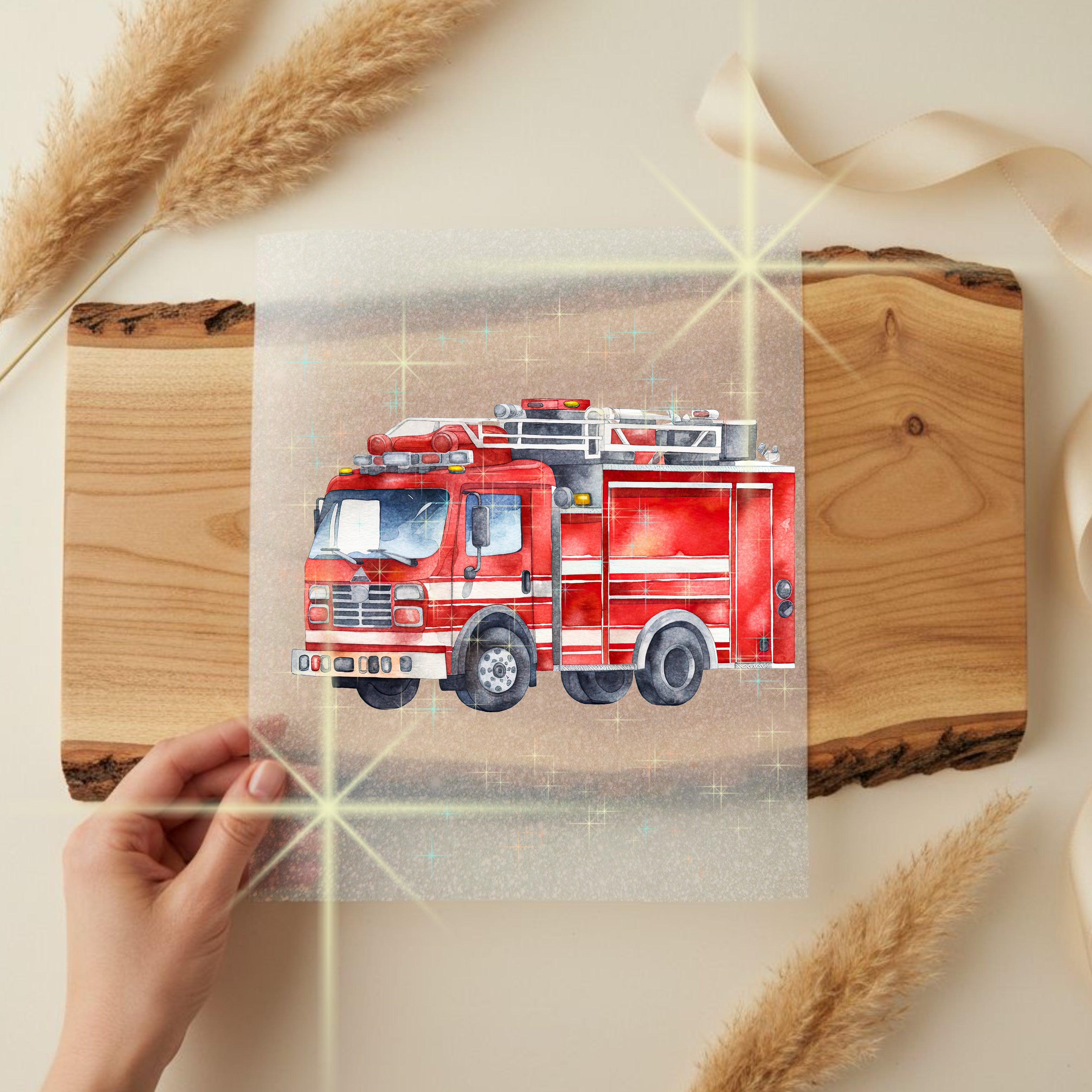 Glitzer Bügelbild Feuerwehr 2