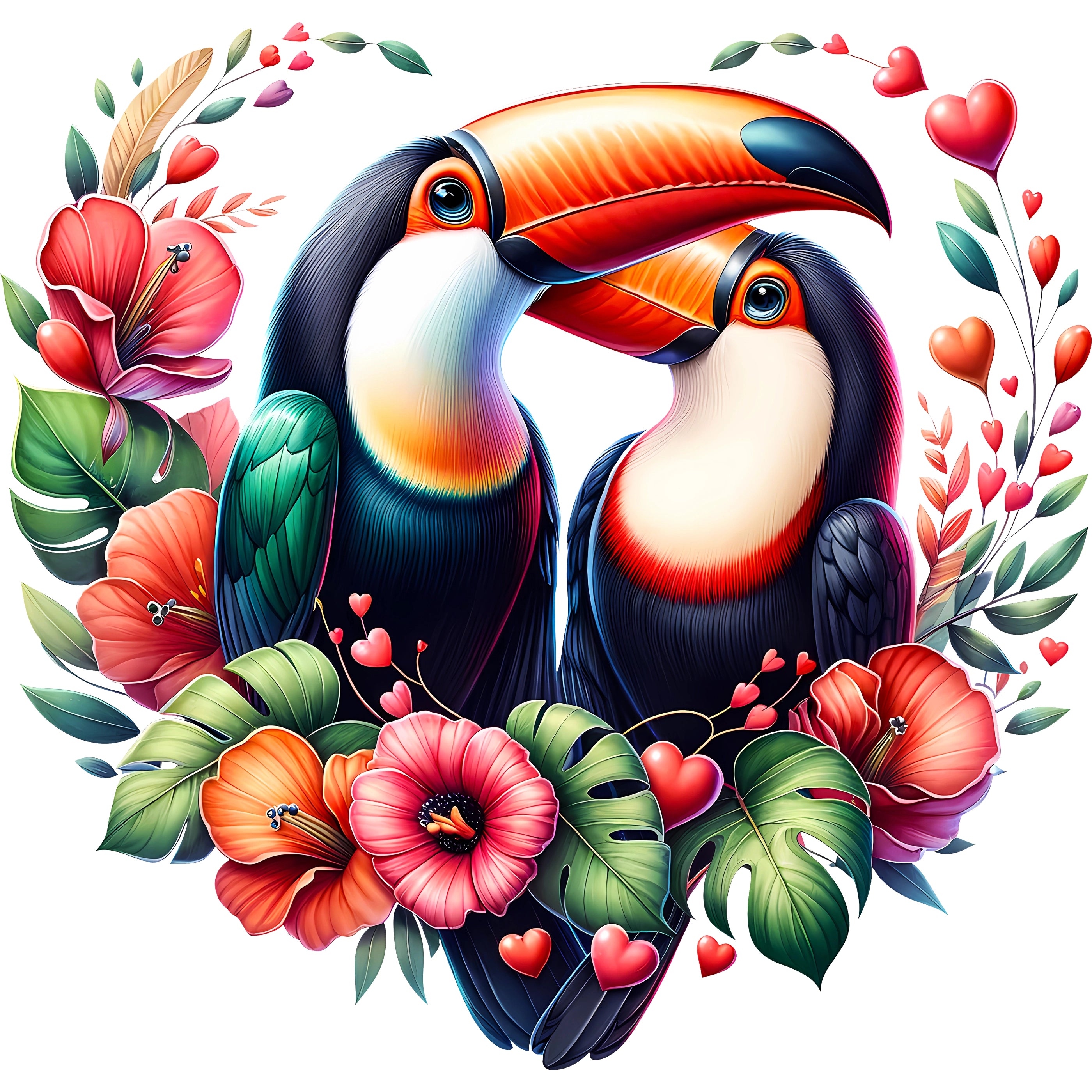 Glitzer Bügelbild Verliebte Tukan