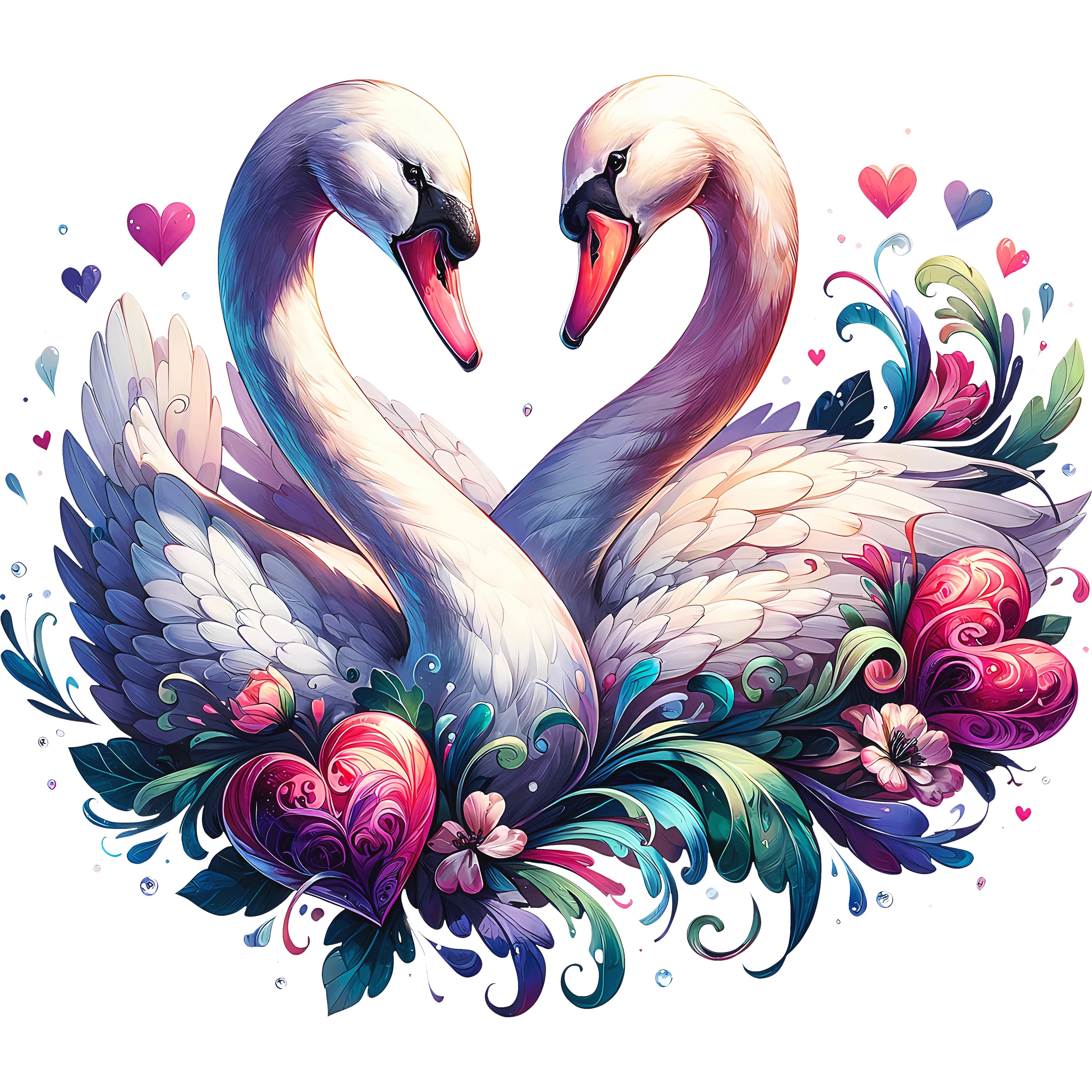 Glitzer Bügelbild Romantische Schwäne