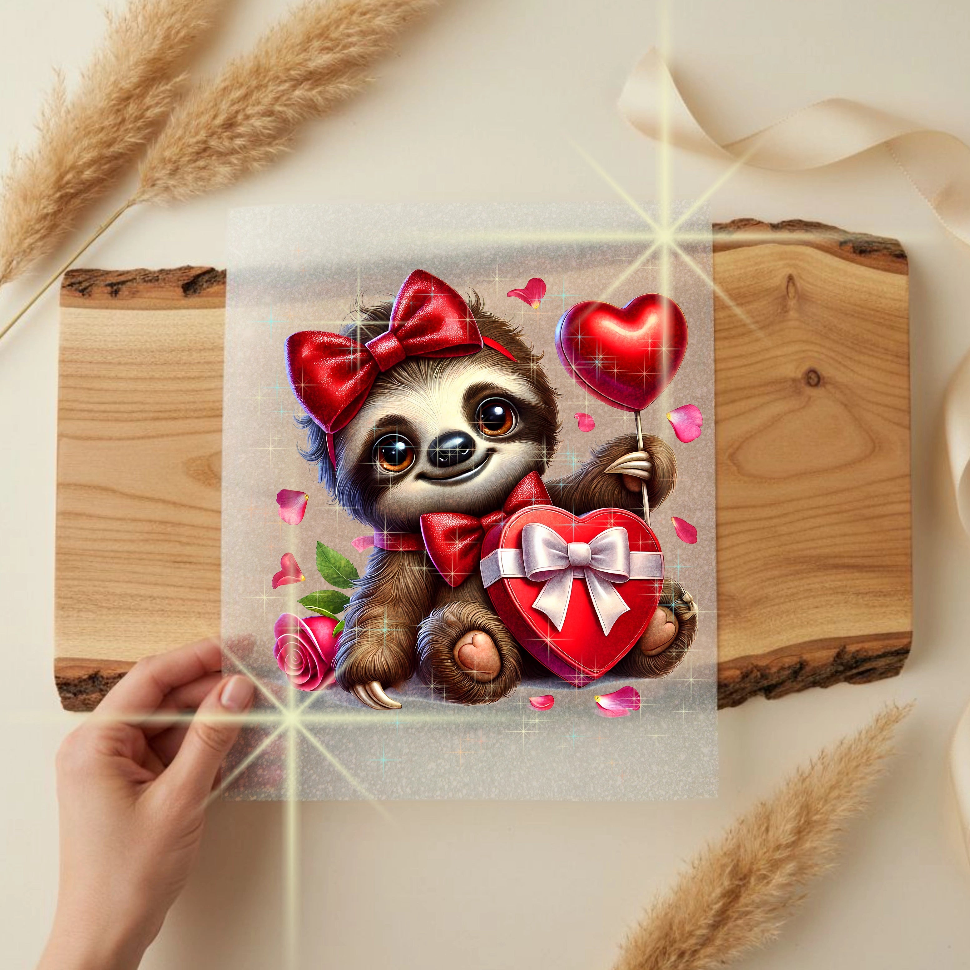 Glitzer Bügelbild Liebes Faultier Amorina