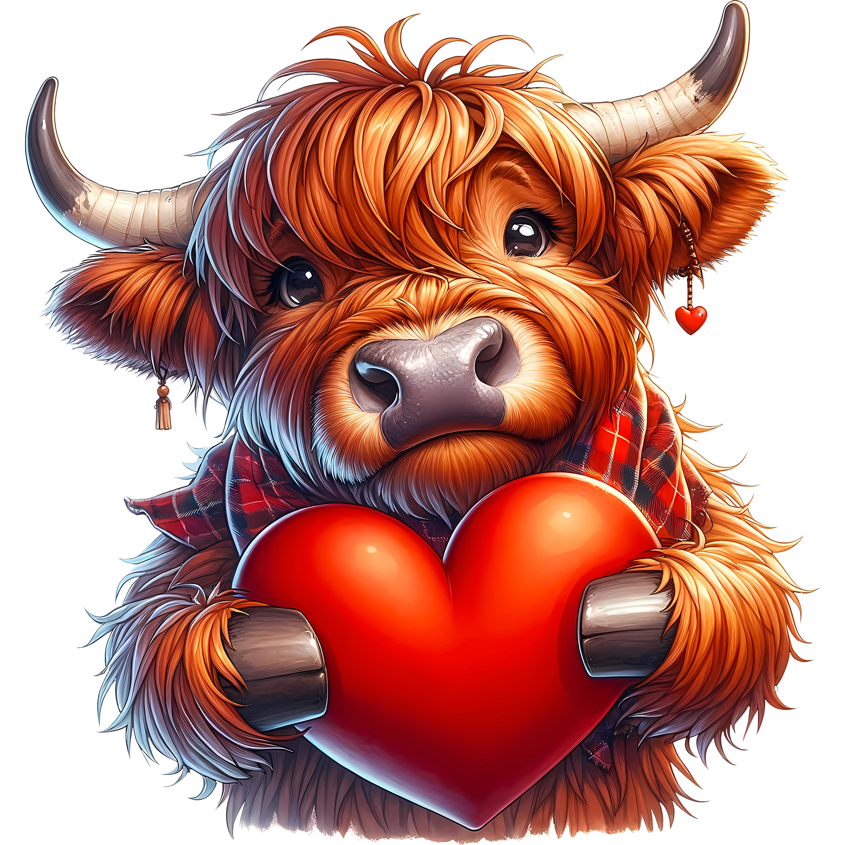 Glitzer Bügelbild Highland Kuh Herzliebe