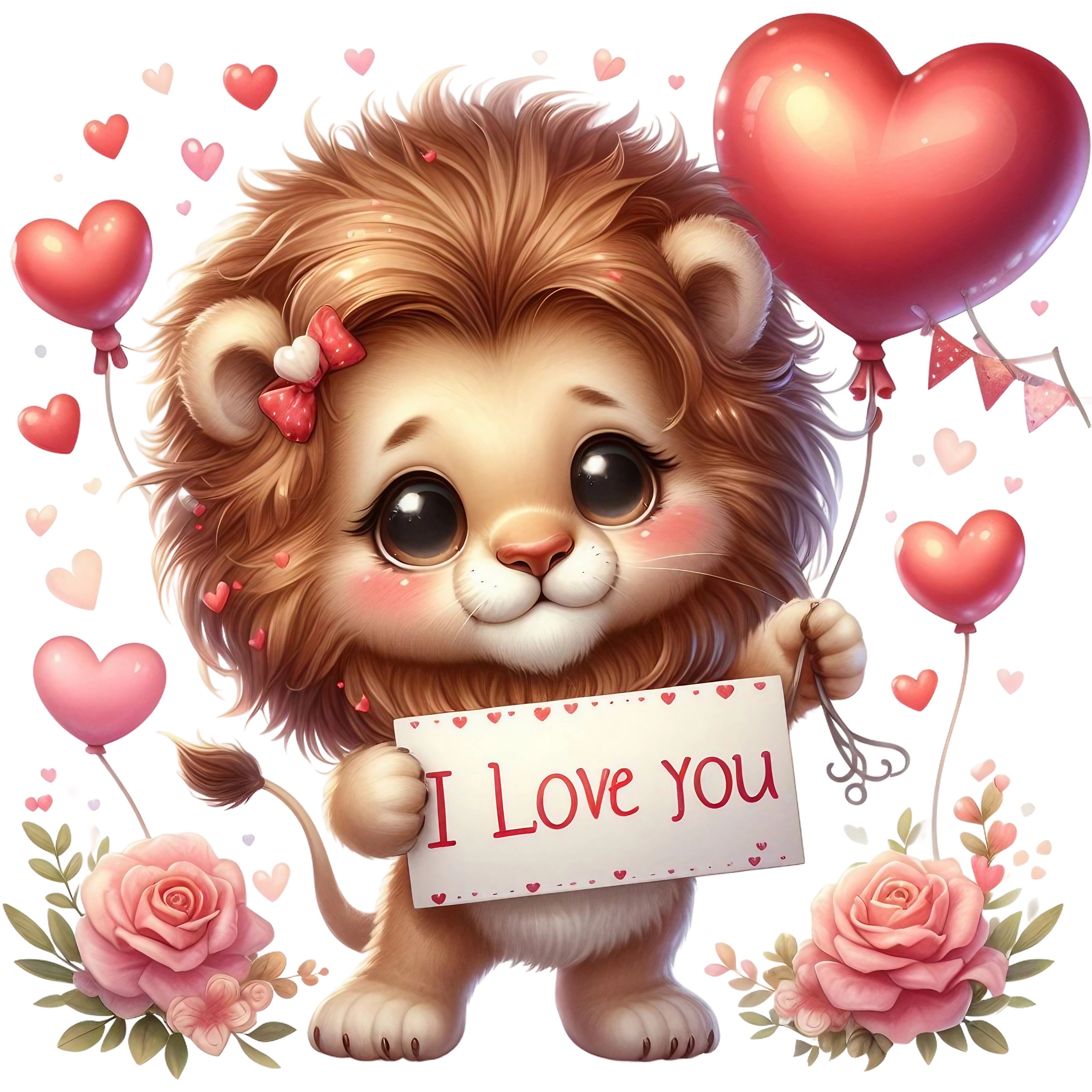 Glitzer Bügelbild Herzlöwe Leo