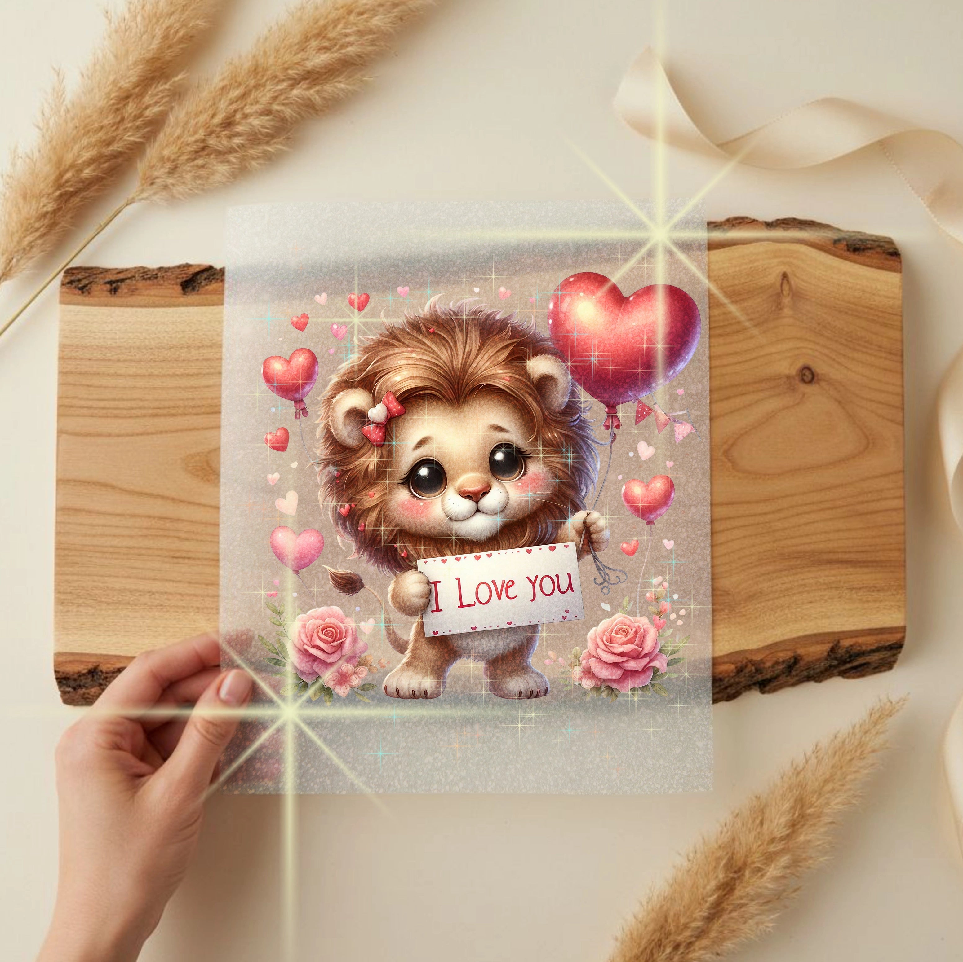 Glitzer Bügelbild Herzlöwe Leo