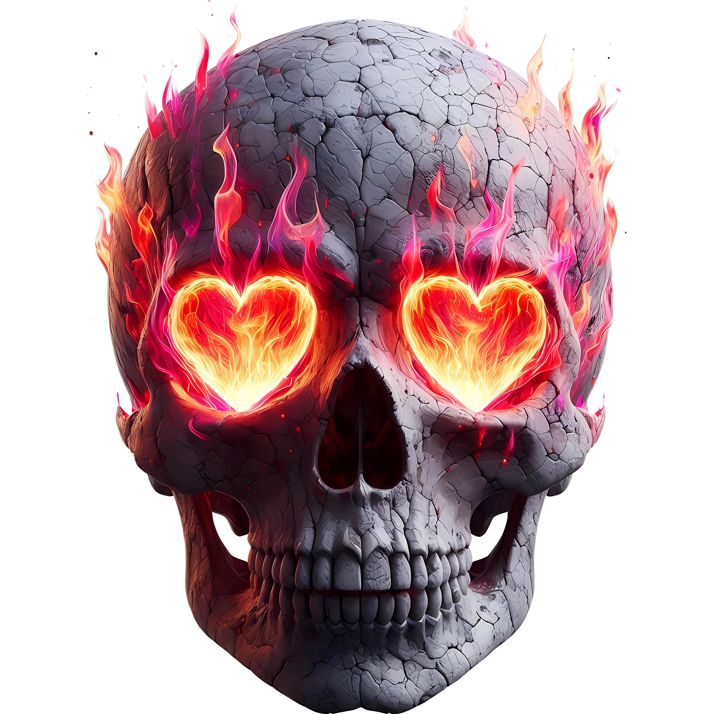 Glitzer Bügelbild feuriger Schädel der Liebe