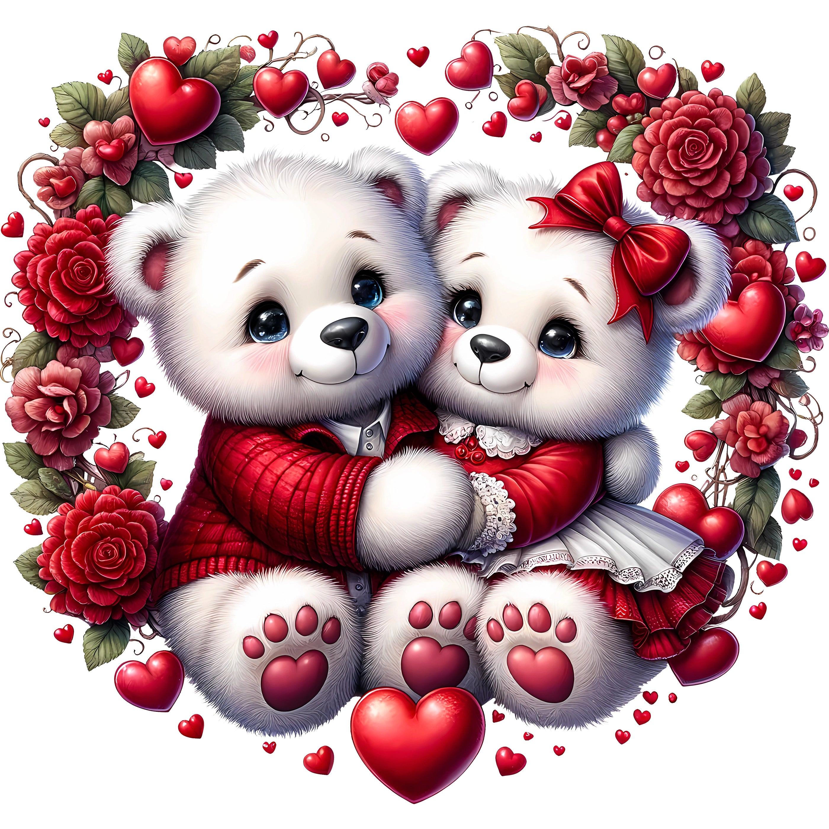 Glitzer Bügelbild Eisbären im Liebesglück