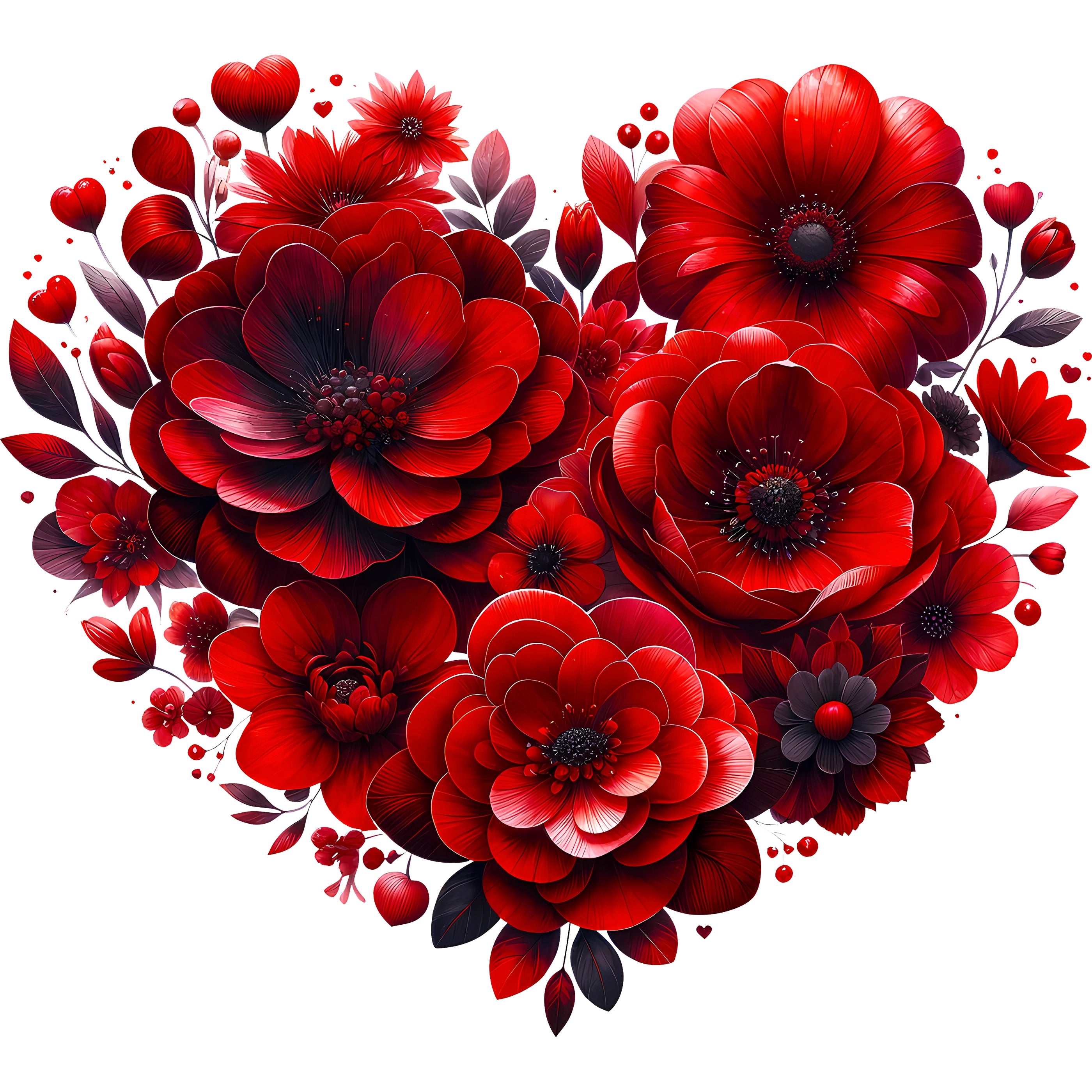 Glitzer Bügelbild Blütenherz Roter Blühtentraum