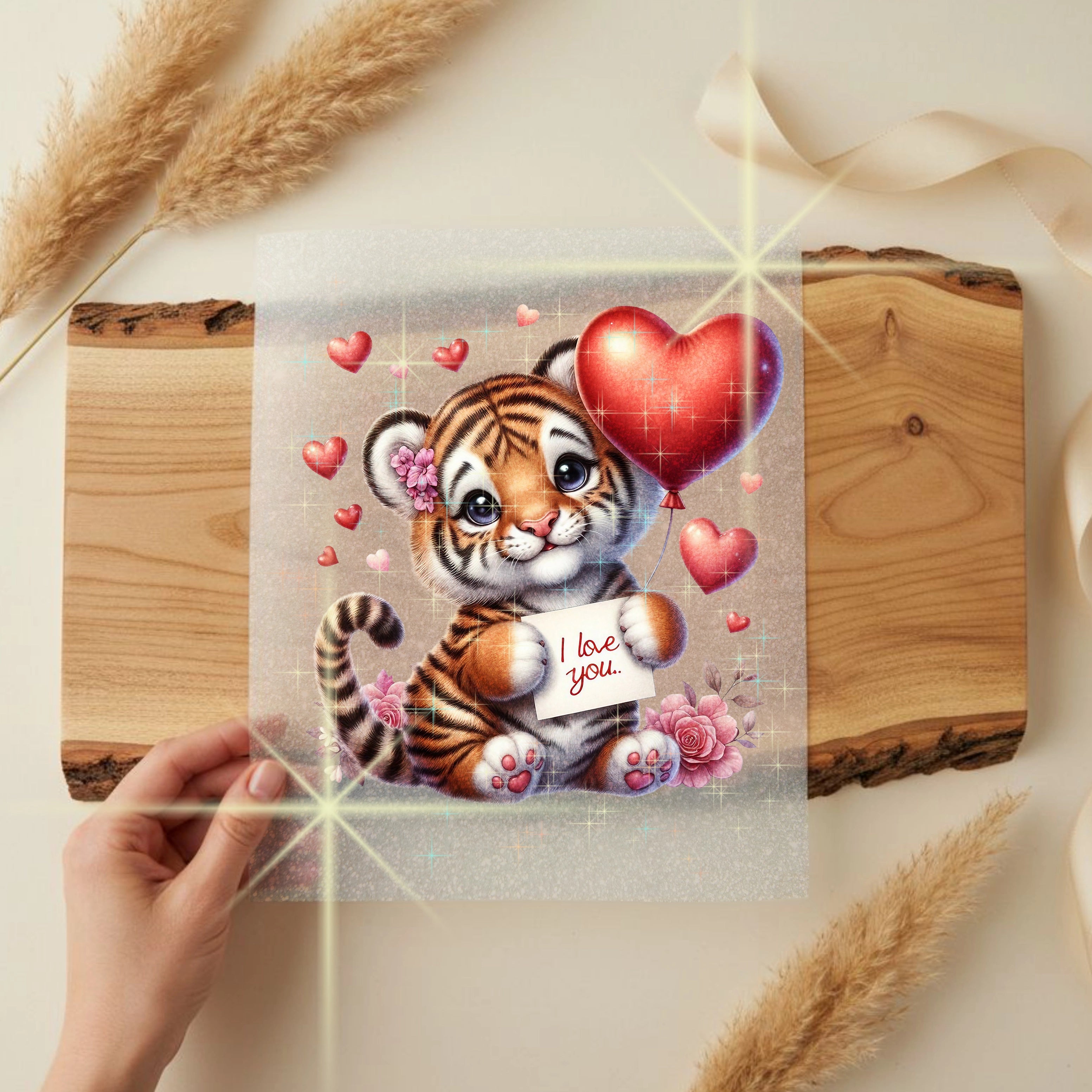 Glitzer Bügelbild Herztiger Theo