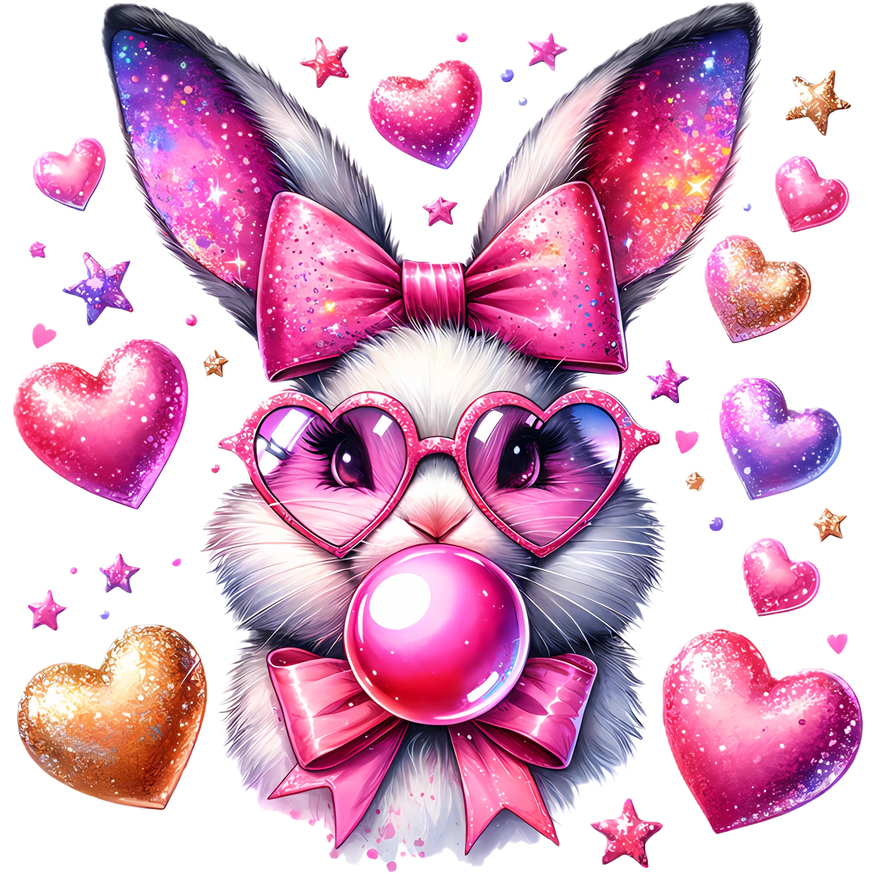 Glitzer Bügelbild Hase Zuckerschnute