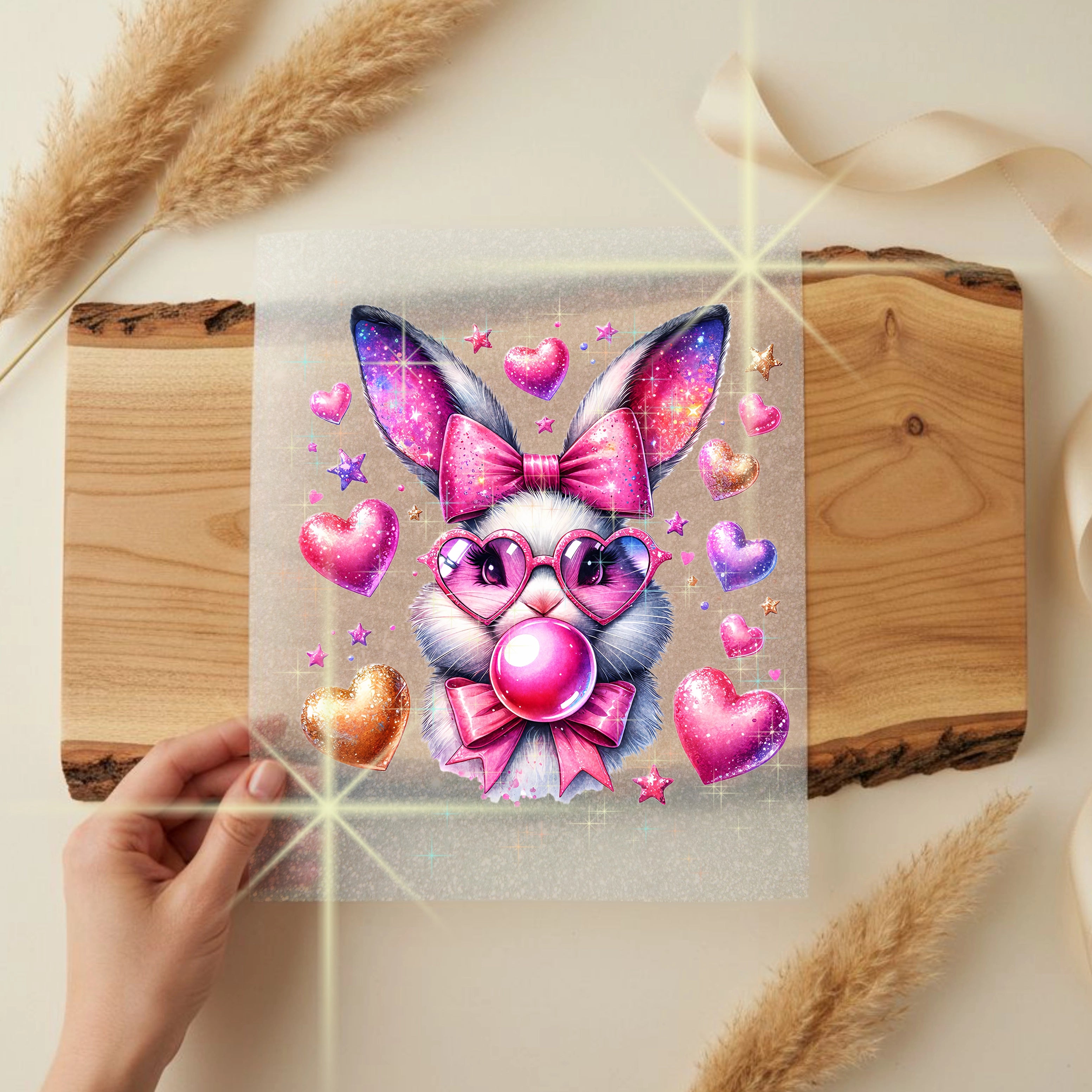 Glitzer Bügelbild Hase Zuckerschnute