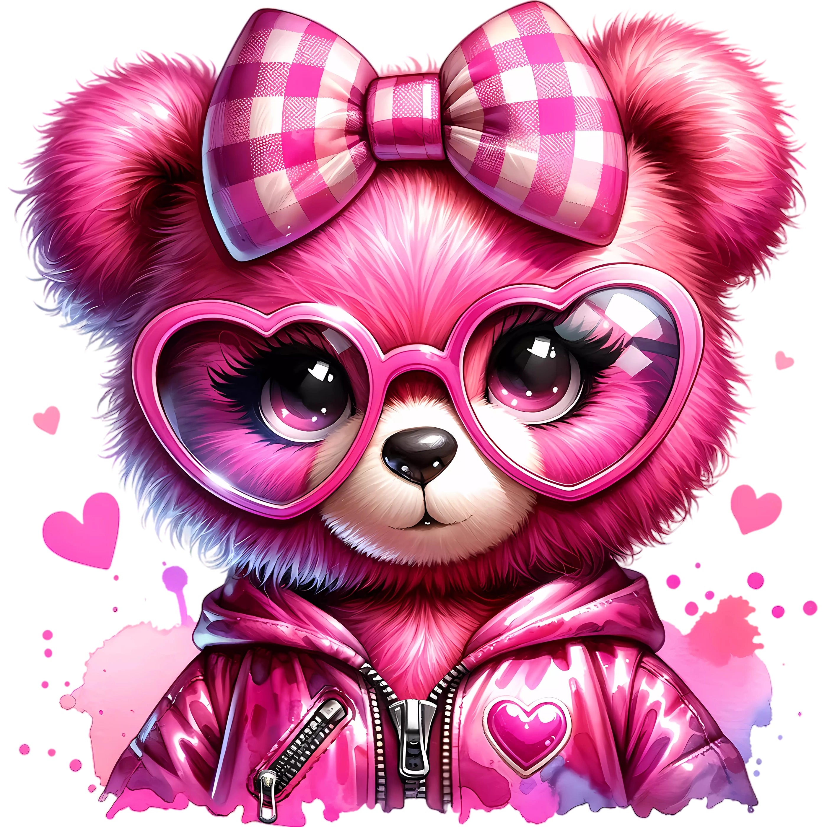 Glitzer Bügelbild Bär Pinka Powa