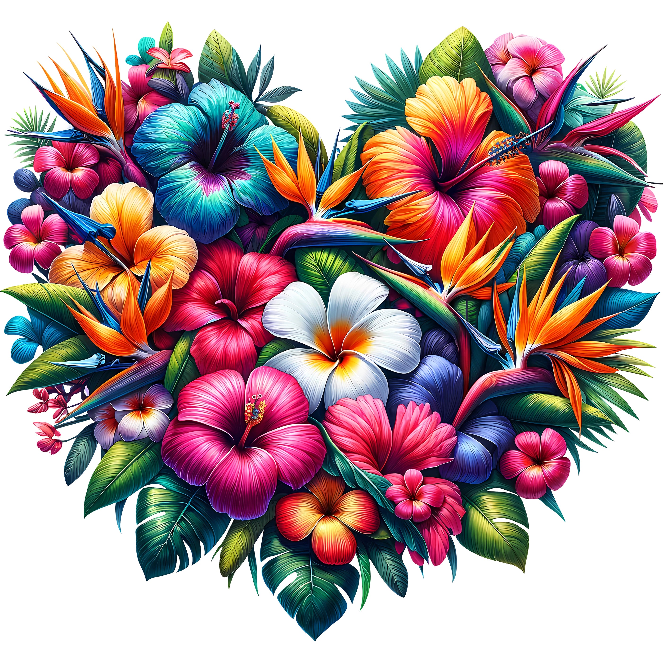 Glitzer Bügelbild Blumenherz Tropenliebe